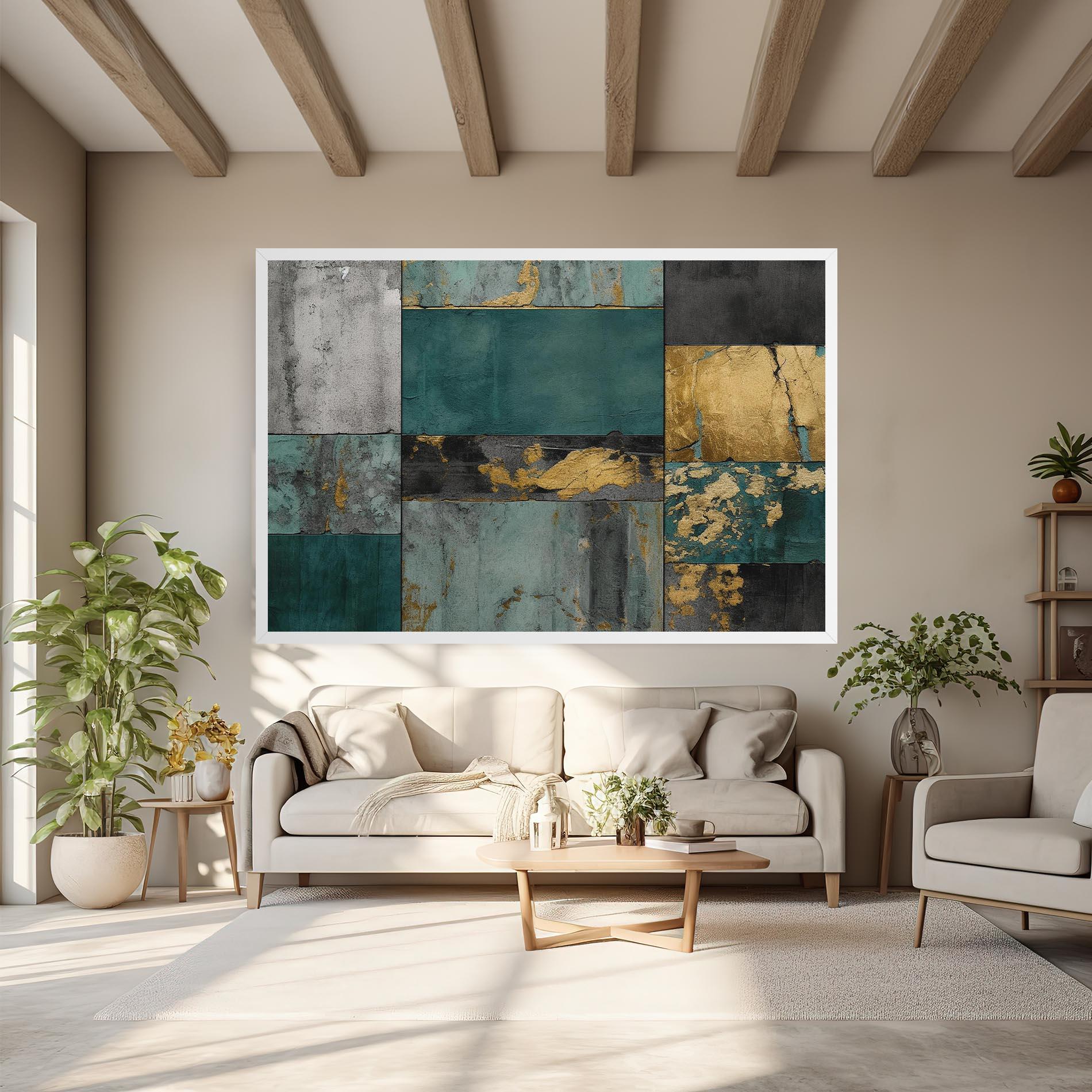 Obraz na Płótnie Golden Green Painting mockup 6