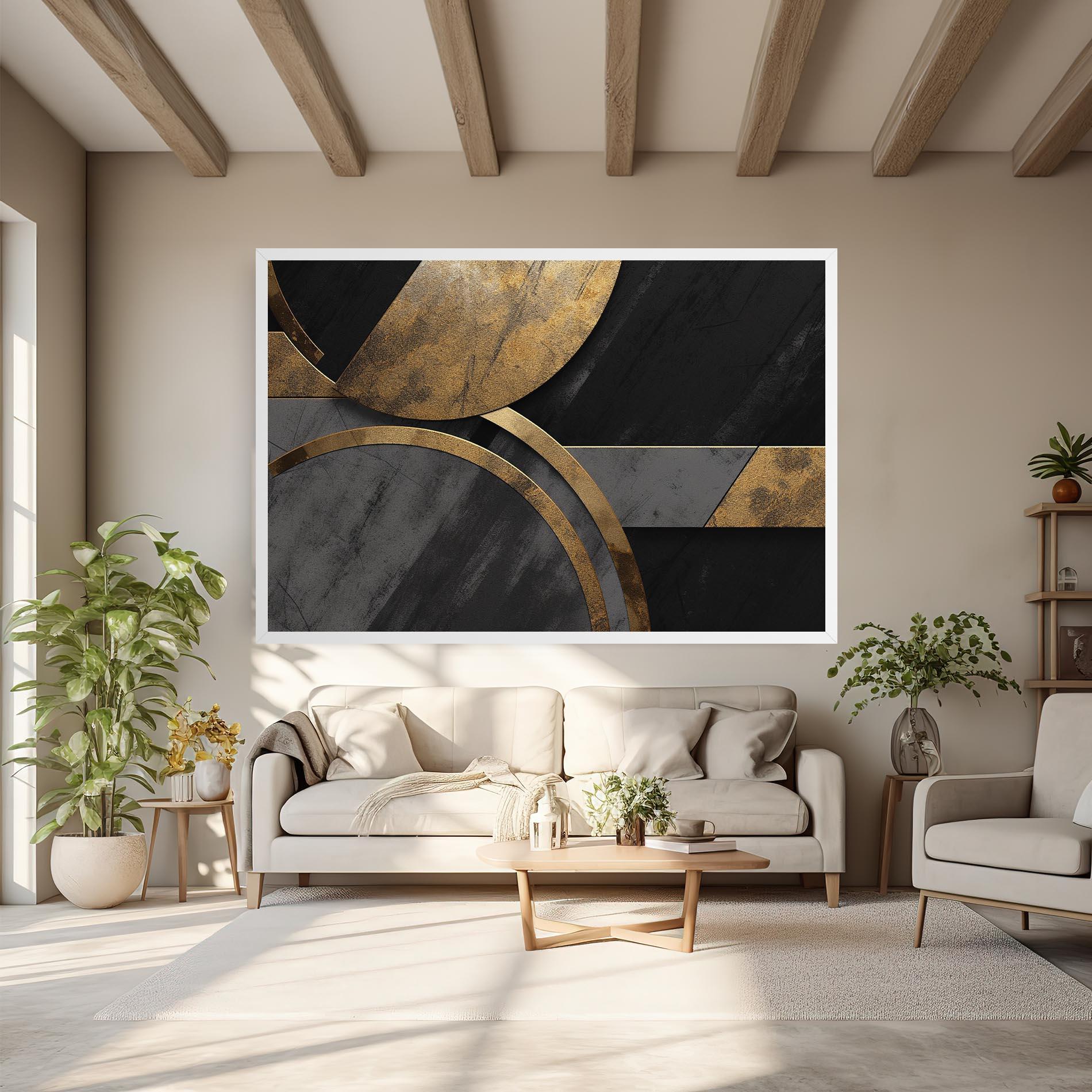 Obraz na Płótnie Grey With Gold Painting mockup 6