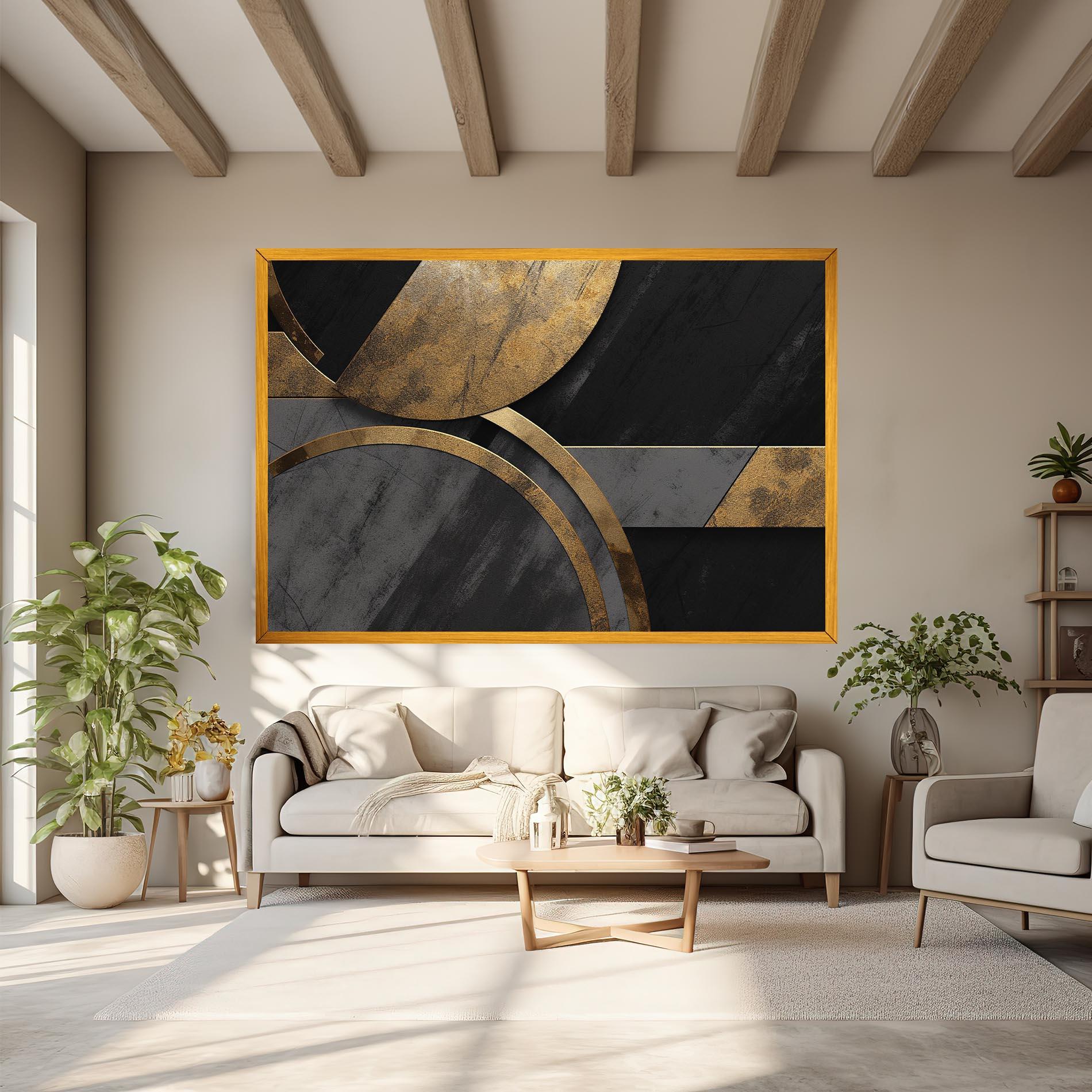 Obraz na Płótnie Grey With Gold Painting mockup 6