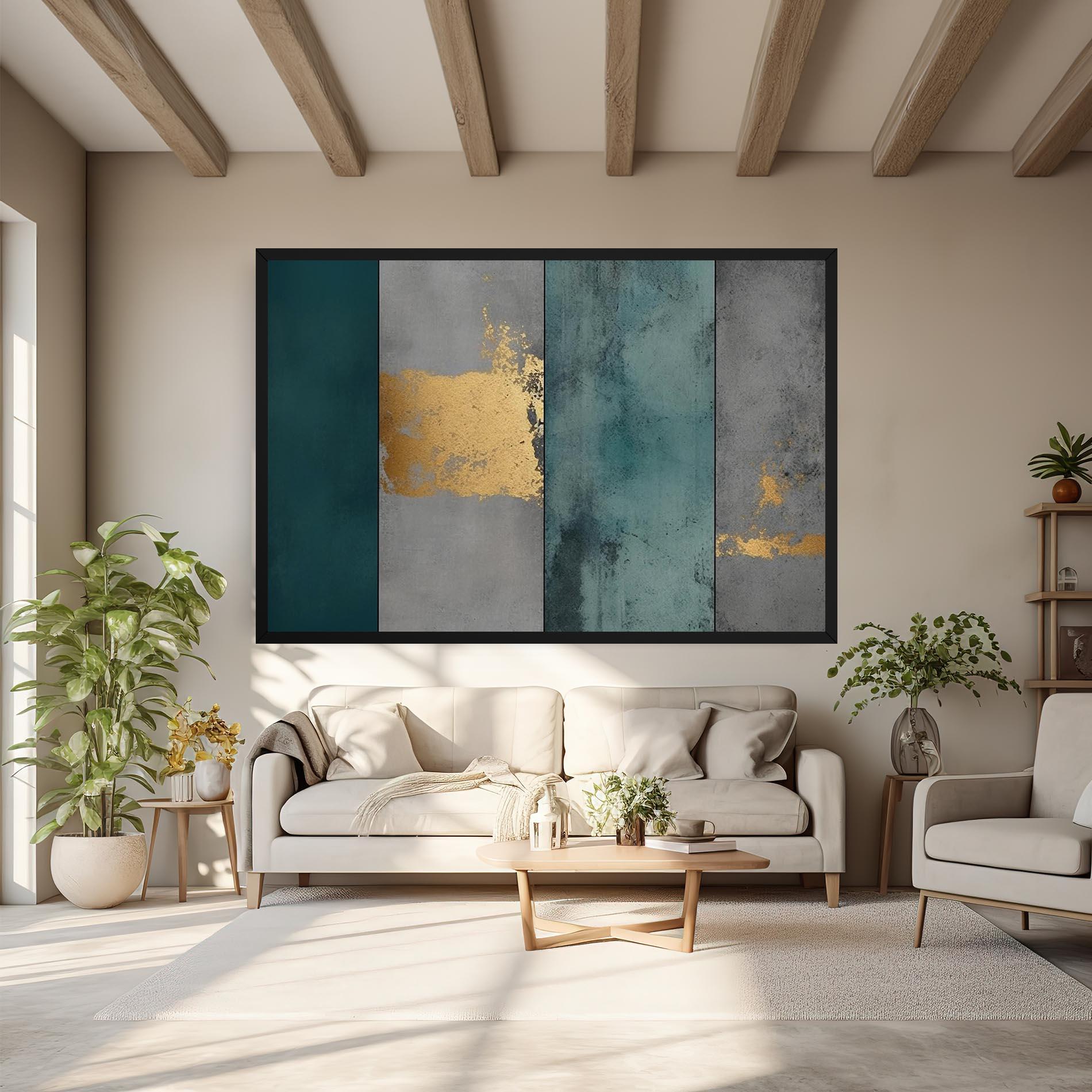 Obraz na Płótnie Green Colors With Gold mockup 6