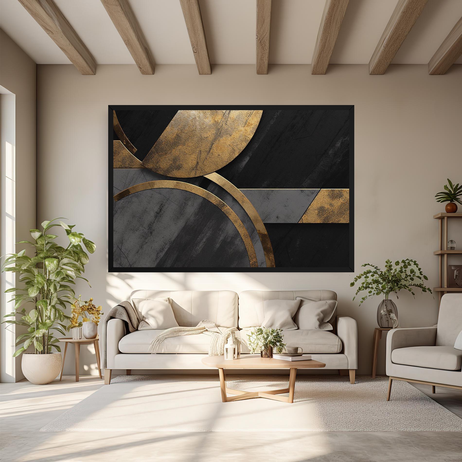 Obraz na Płótnie Grey With Gold Painting mockup 6