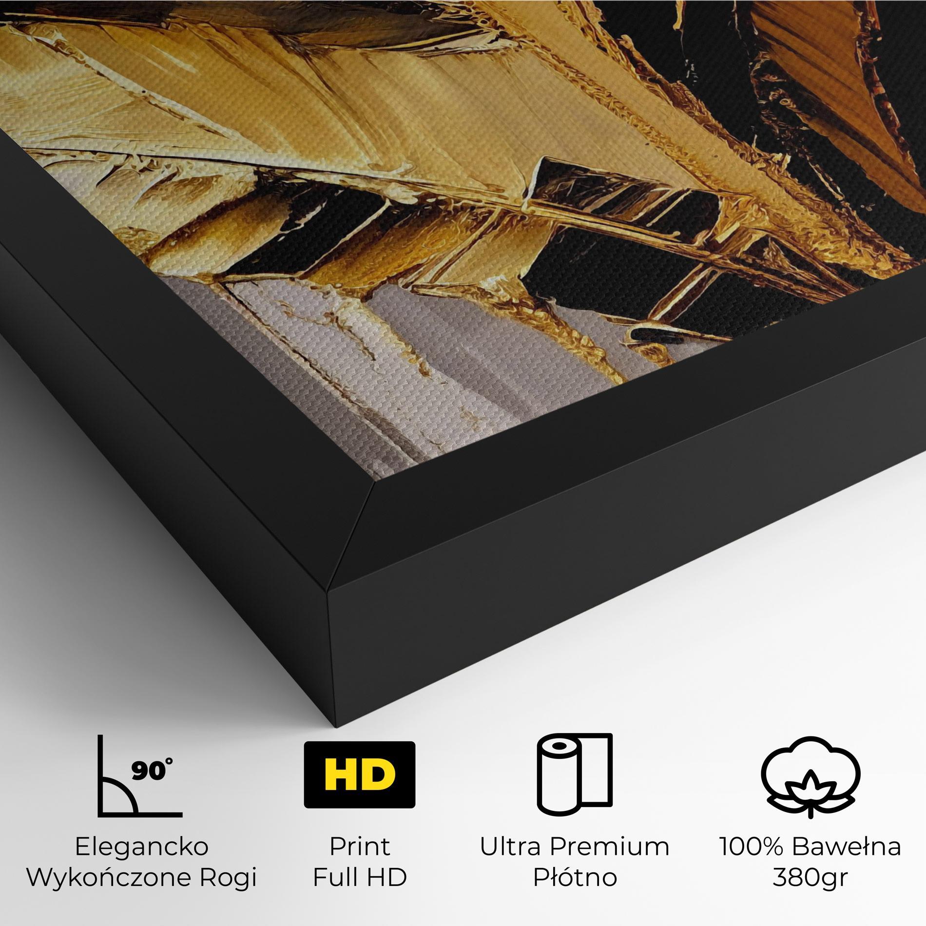 Obraz na Płótnie Balck With Gold Leafs mockup 4