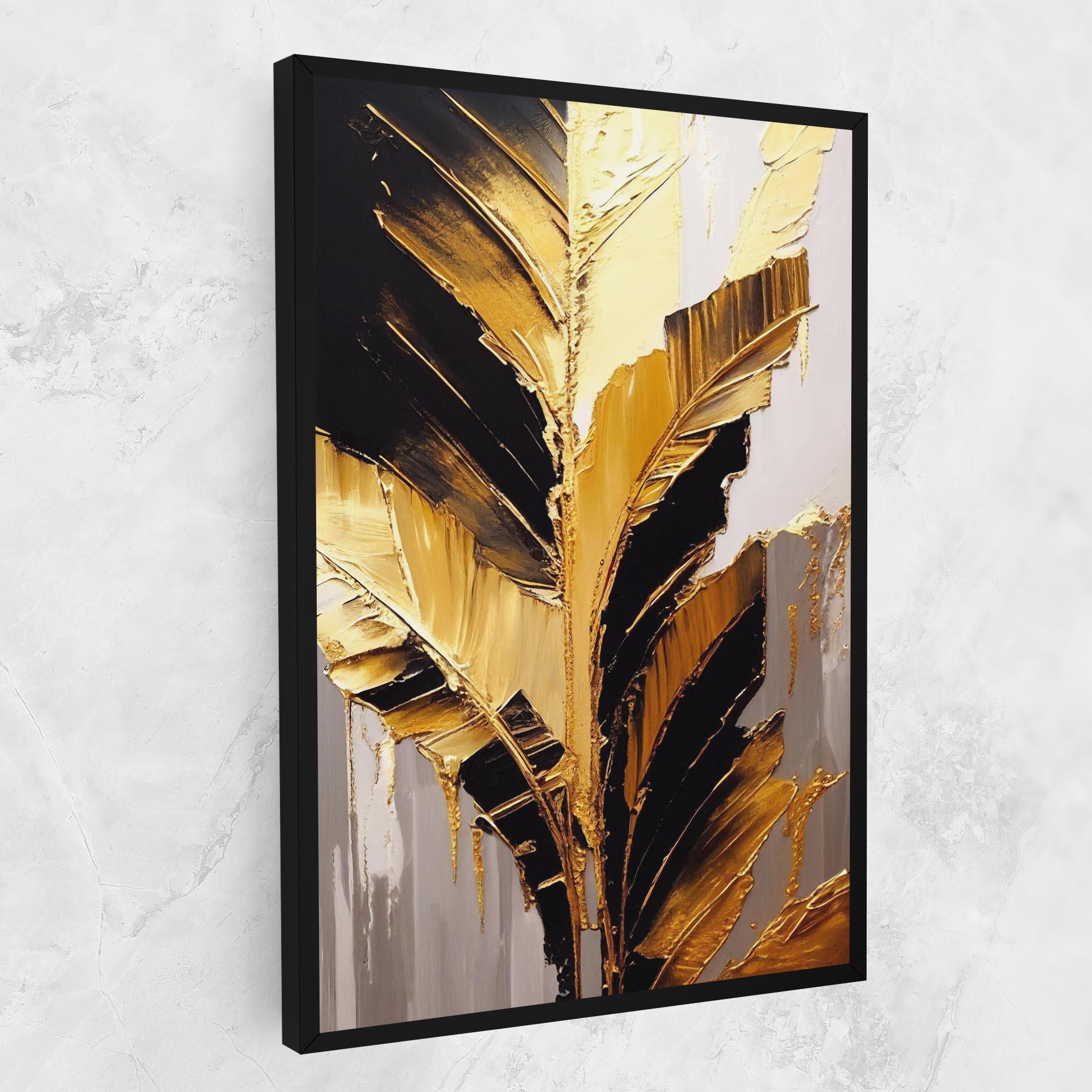 Obraz na Płótnie Balck With Gold Leafs mockup 1