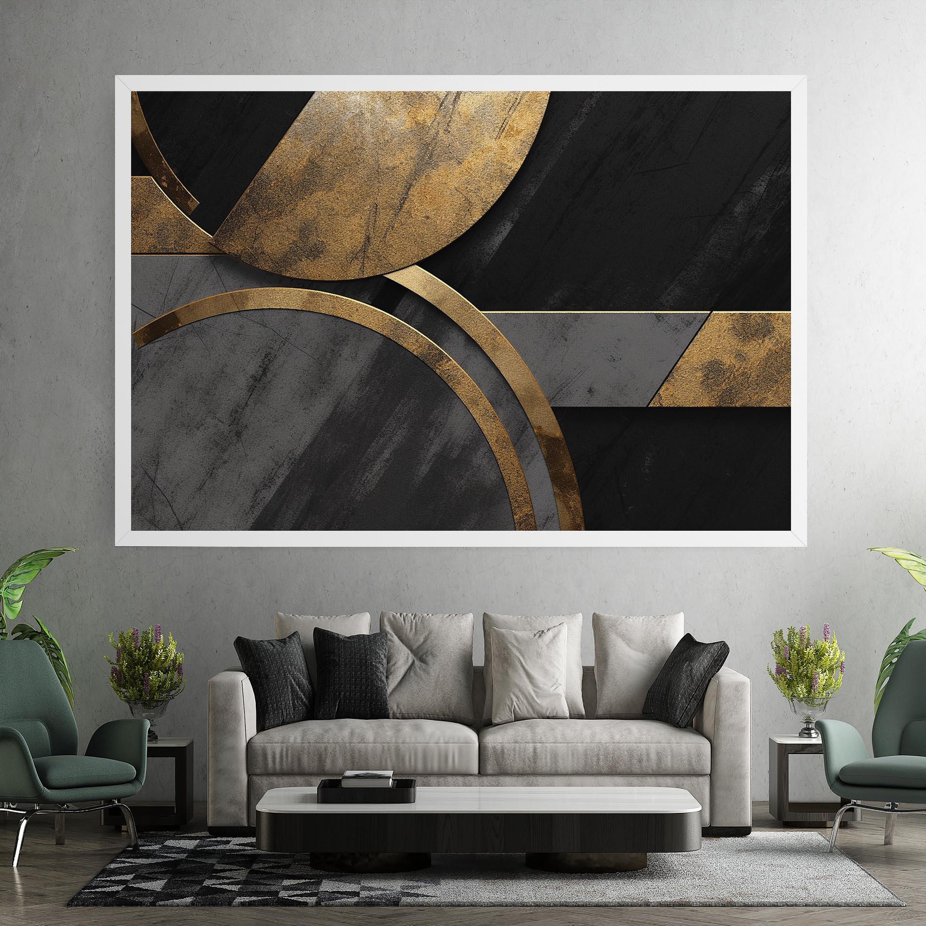 Obraz na Płótnie Grey With Gold Painting mockup 7