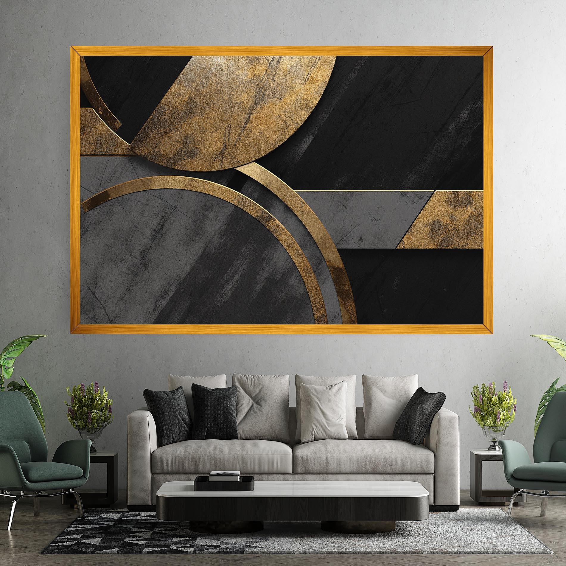 Obraz na Płótnie Grey With Gold Painting mockup 7