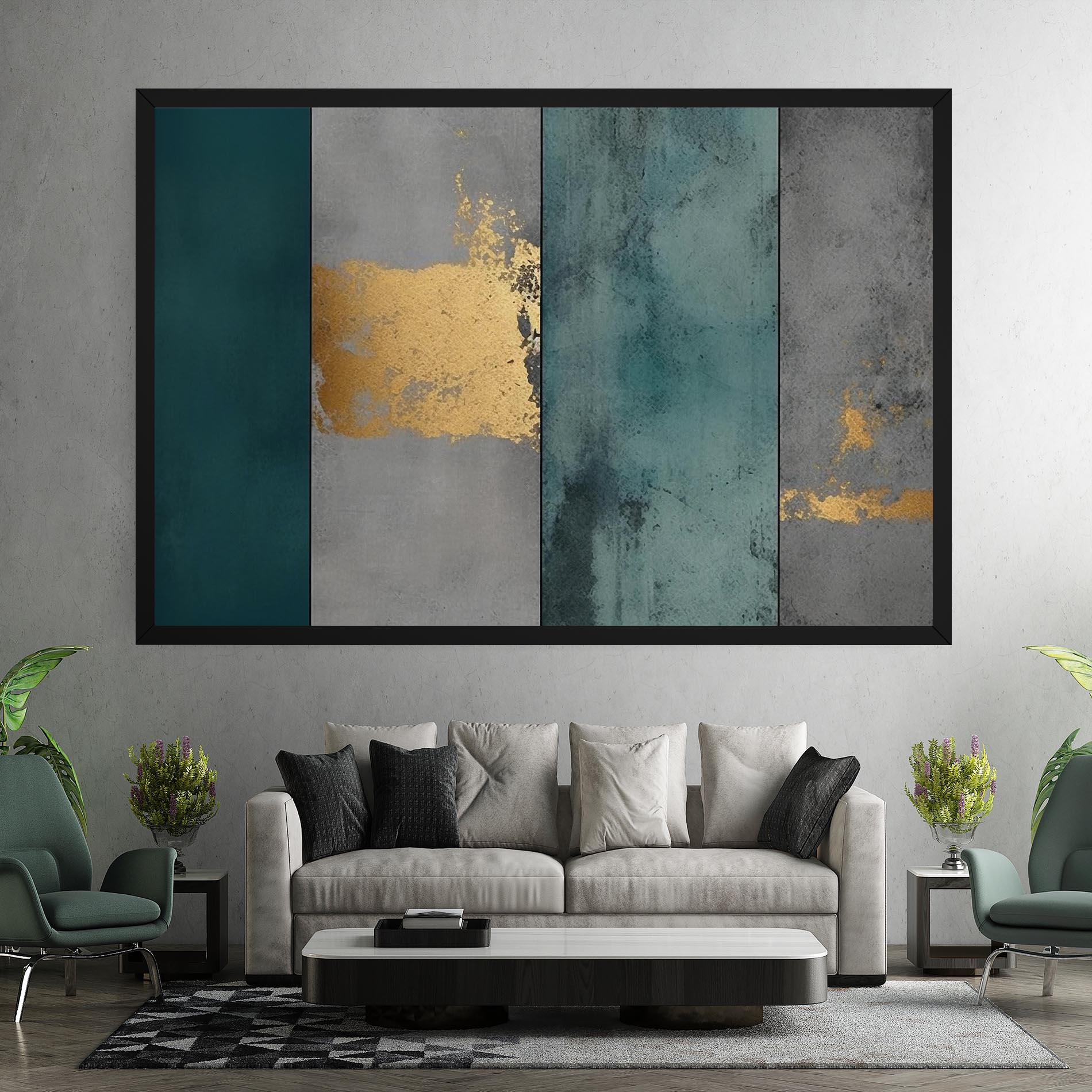 Obraz na Płótnie Green Colors With Gold mockup 7