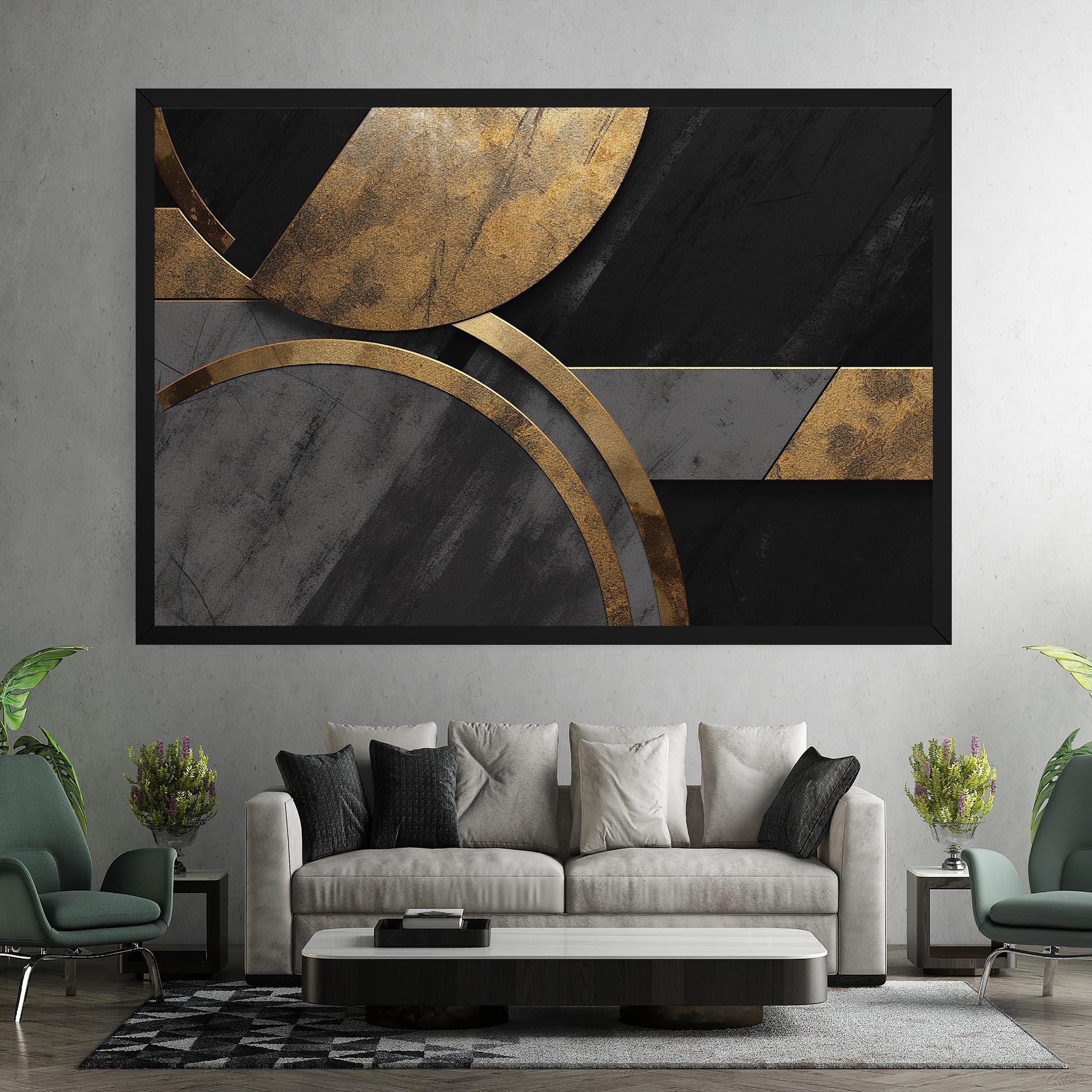 Obraz na Płótnie Grey With Gold Painting mockup 7