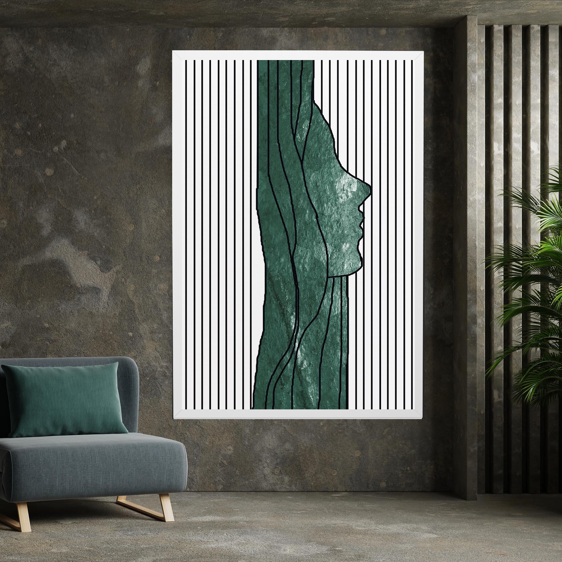 Obraz na Płótnie Abstract Green Face mockup 7