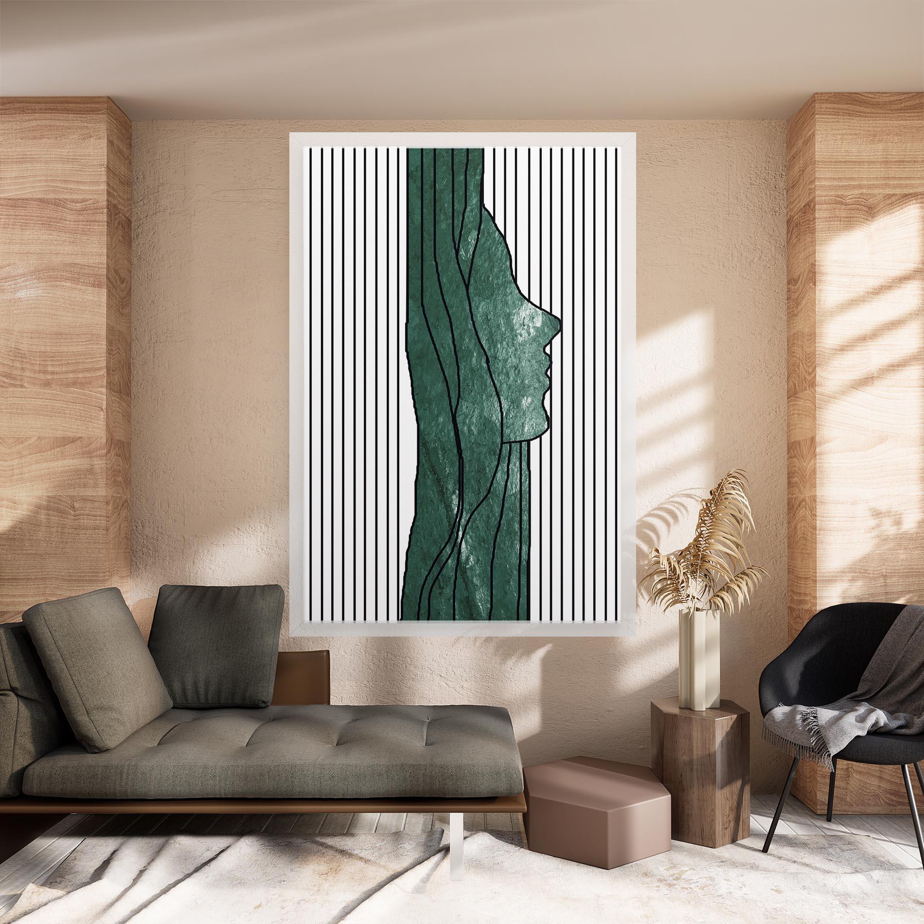 Obraz na Płótnie Abstract Green Face mockup 8