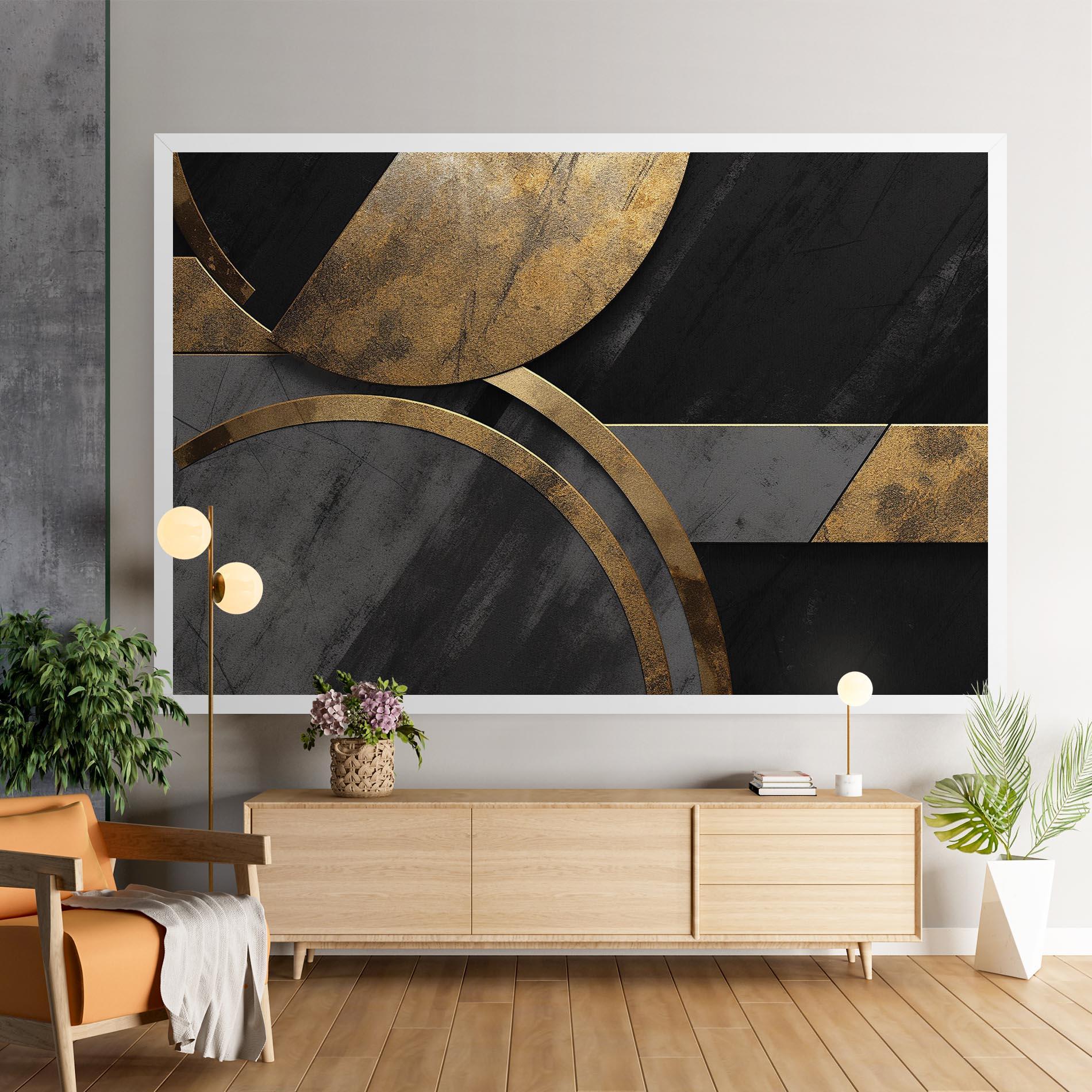 Obraz na Płótnie Grey With Gold Painting mockup 9