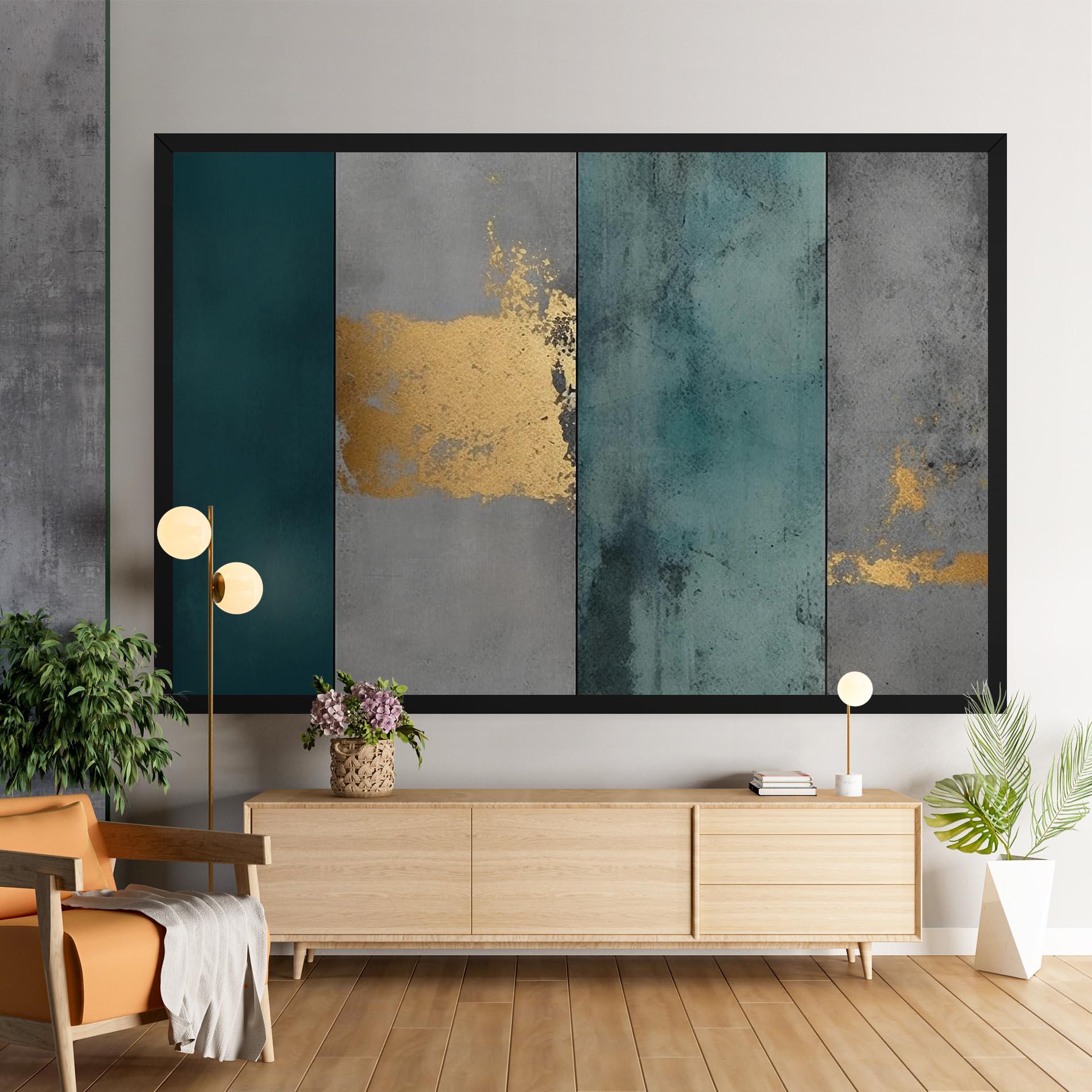 Obraz na Płótnie Green Colors With Gold mockup 9