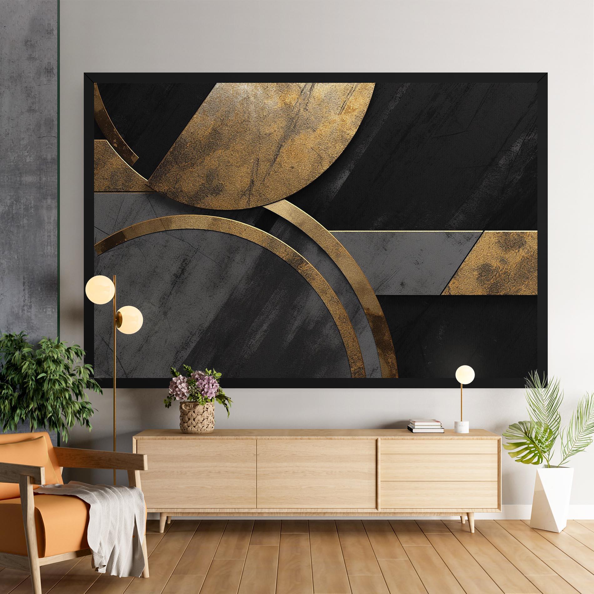 Obraz na Płótnie Grey With Gold Painting mockup 9