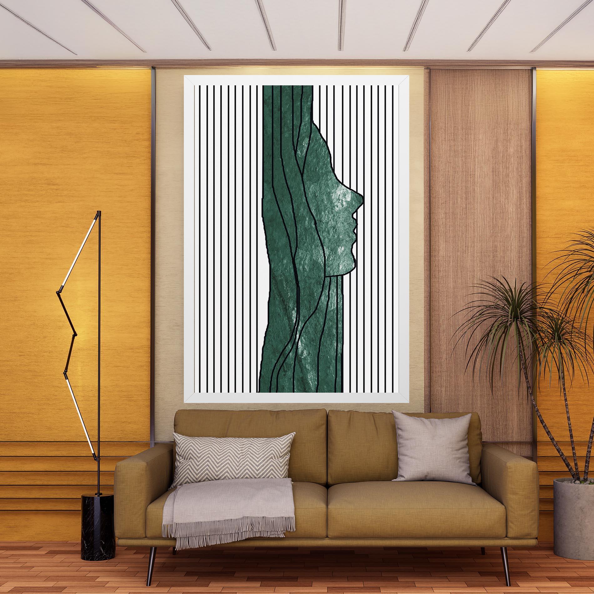 Obraz na Płótnie Abstract Green Face mockup 9