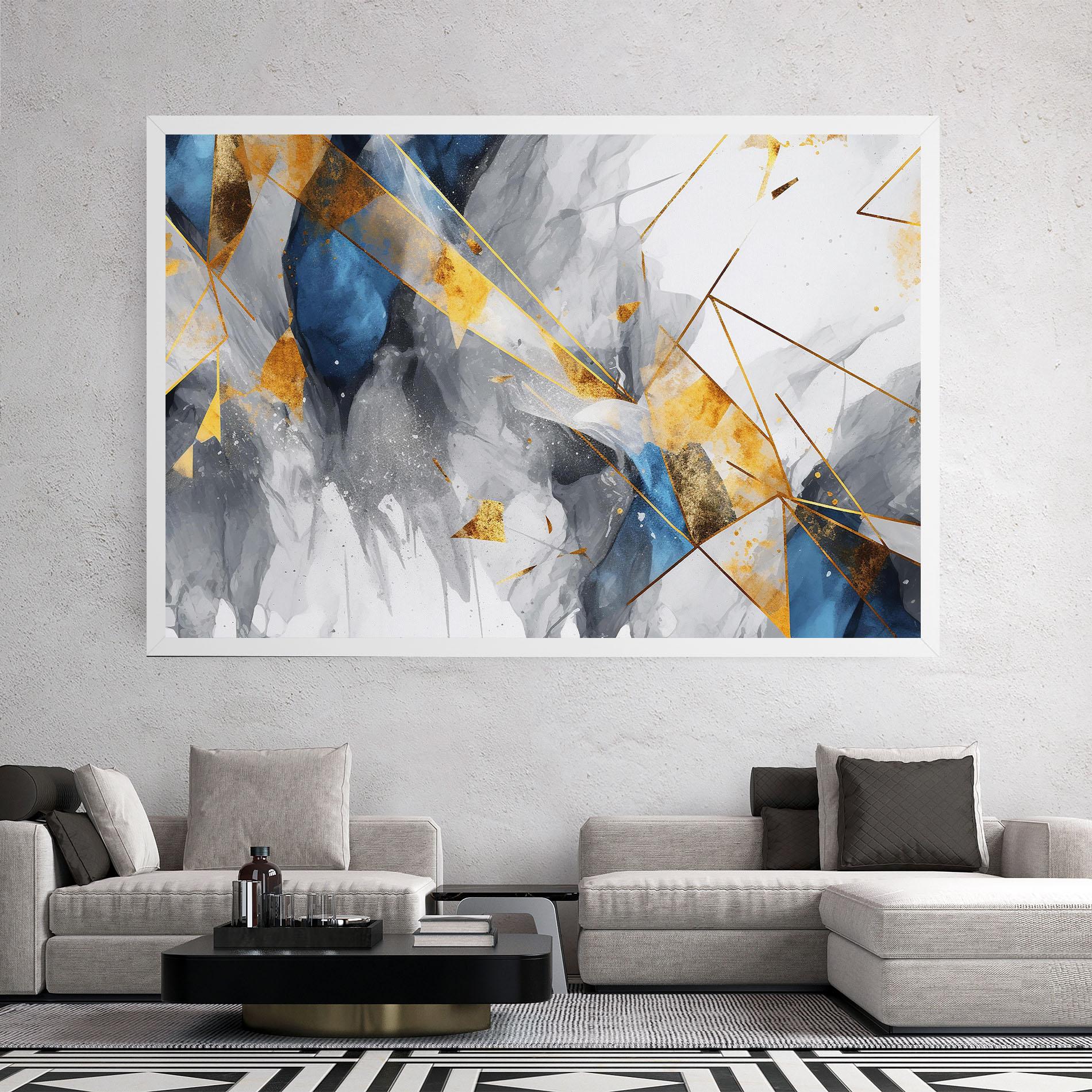 Obraz na Płótnie Abstract Gold Blue Pattern mockup 2