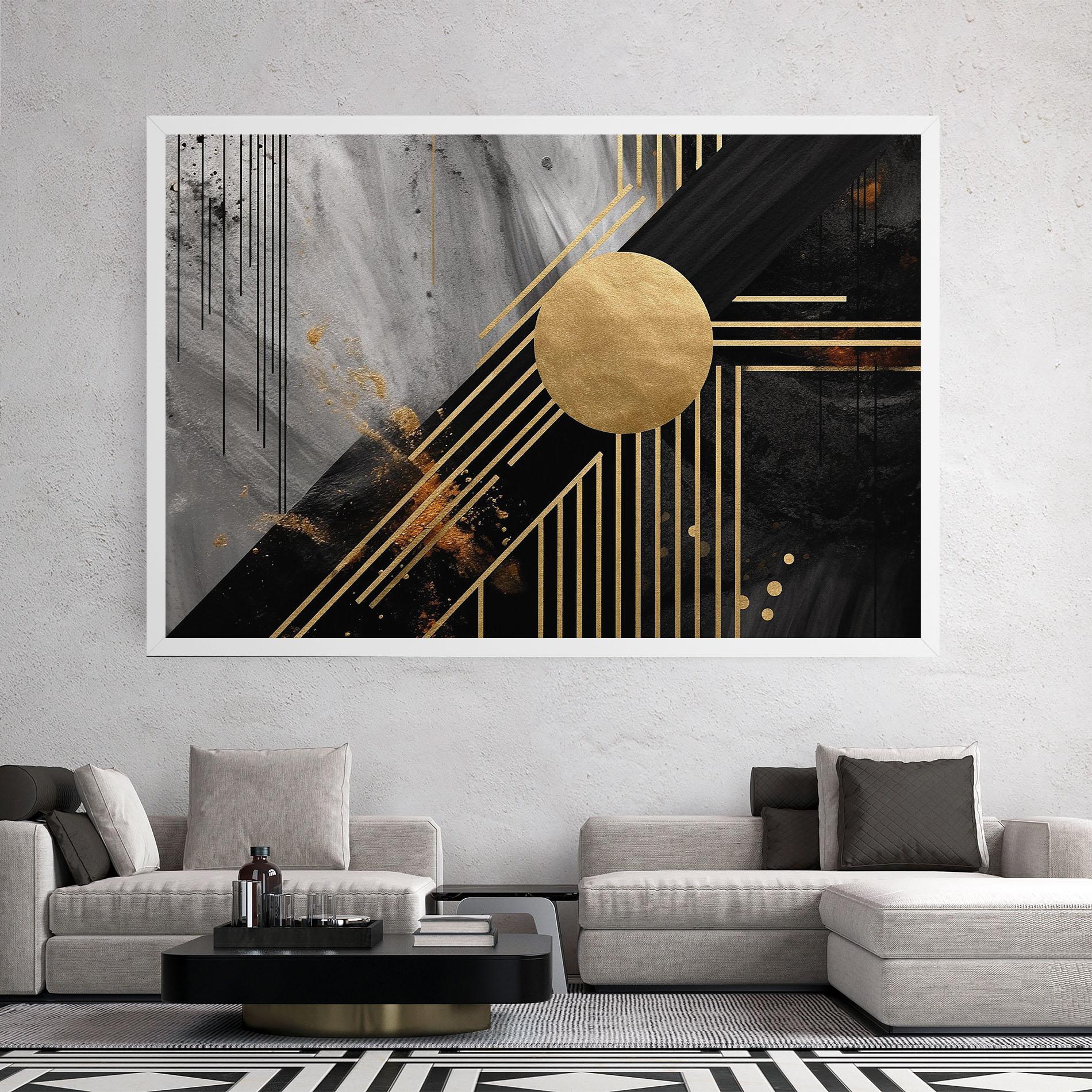 Obraz na Płótnie Gold Circle With Lines mockup 2