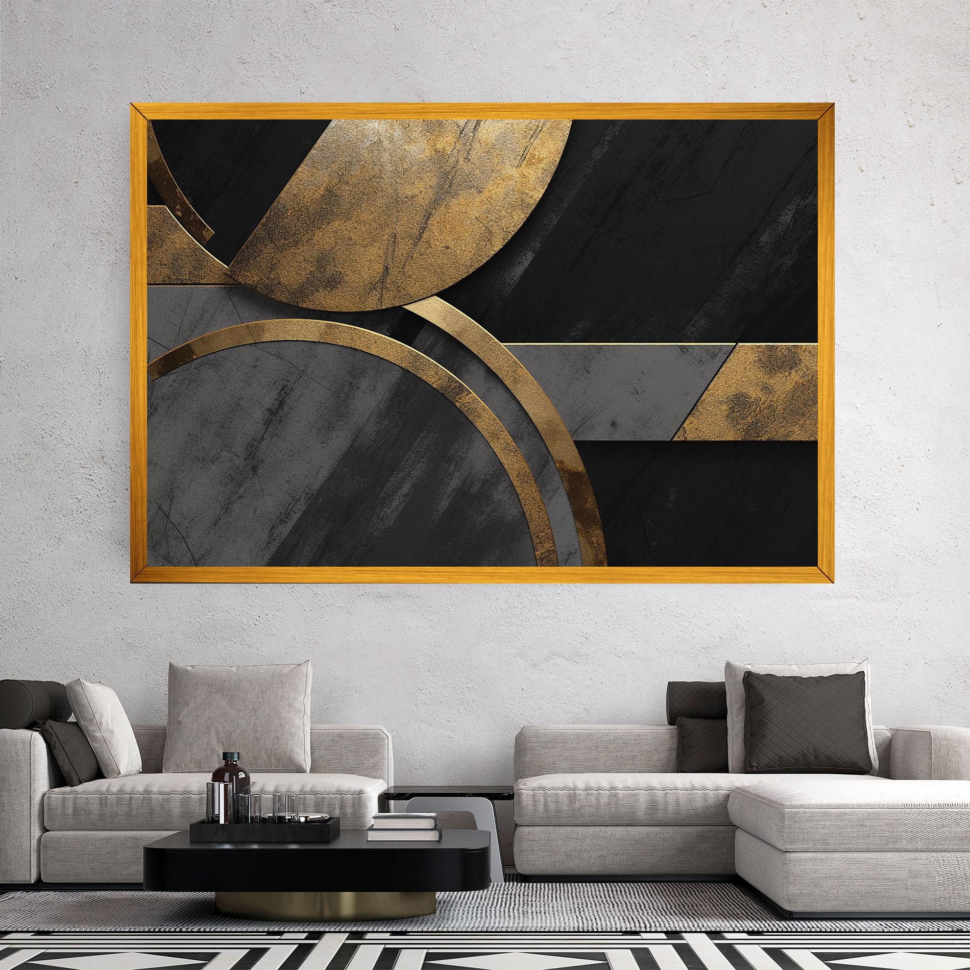 Obraz na Płótnie Grey With Gold Painting mockup 2