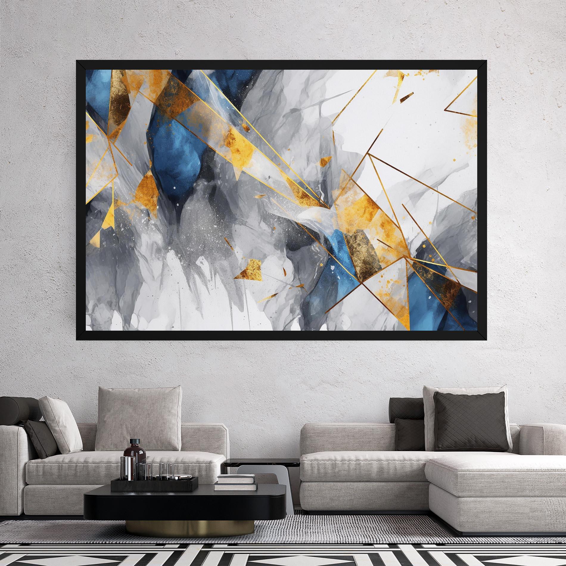 Obraz na Płótnie Abstract Gold Blue Pattern mockup 2