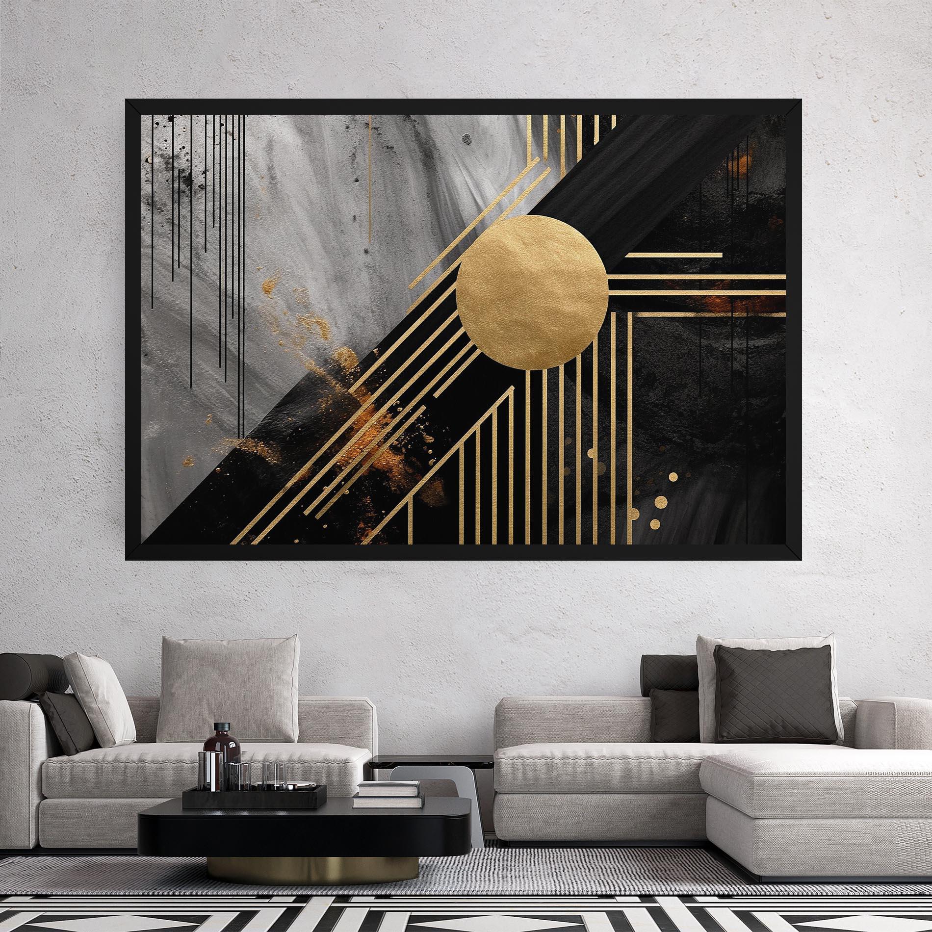 Obraz na Płótnie Gold Circle With Lines mockup 2