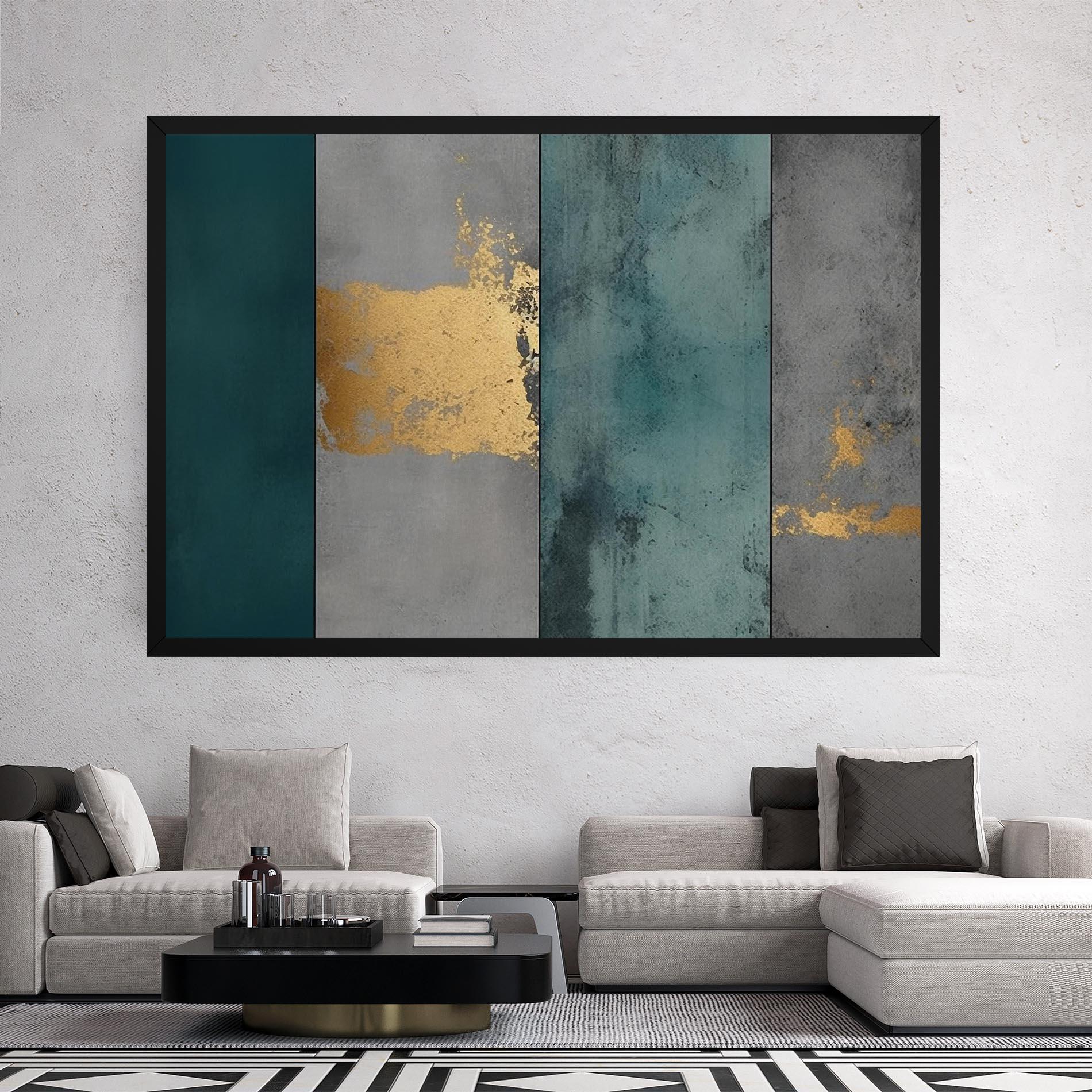 Obraz na Płótnie Green Colors With Gold mockup 2