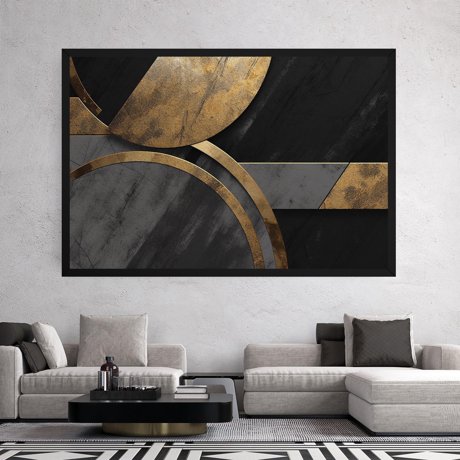 Obraz na Płótnie Grey With Gold Painting mockup 2
