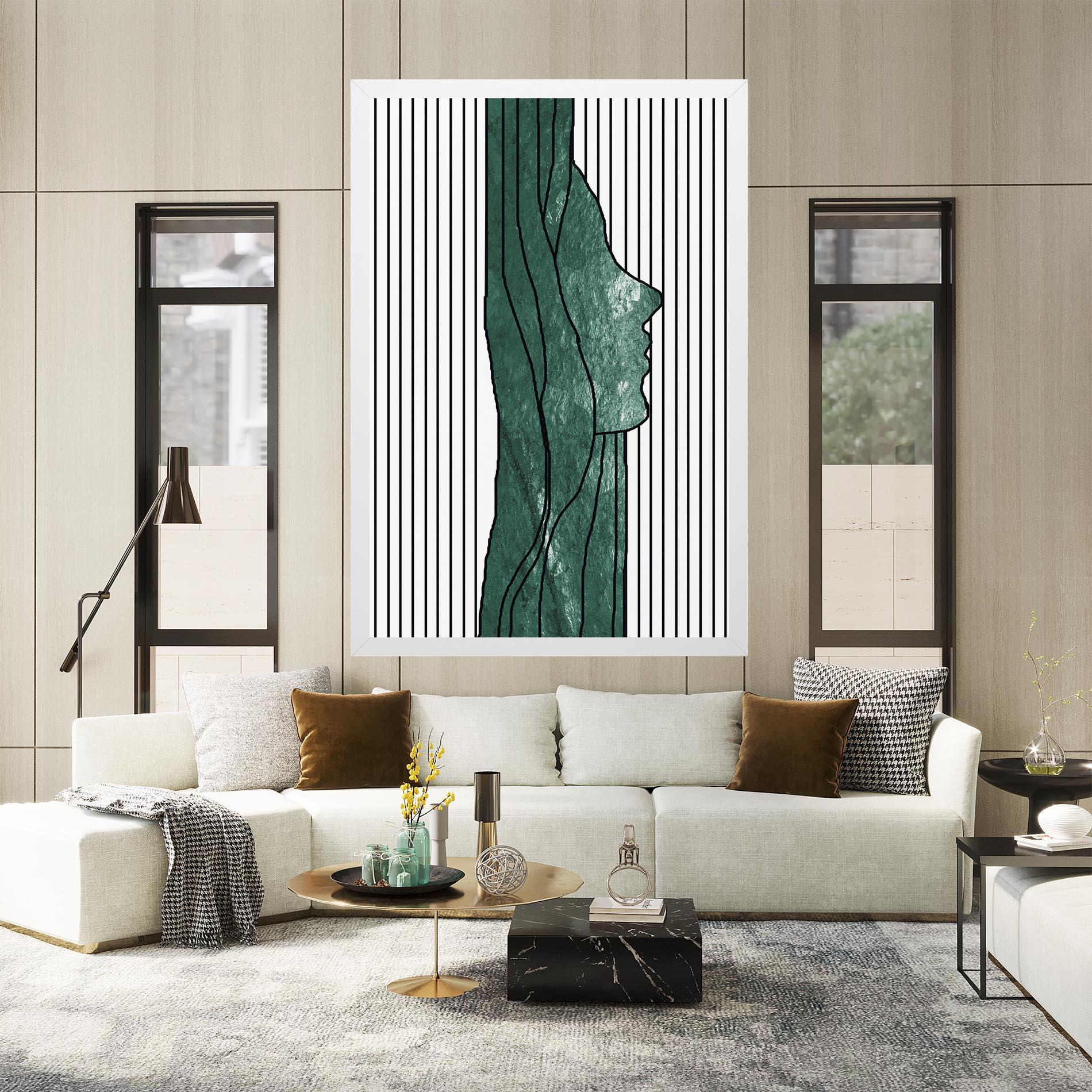 Obraz na Płótnie Abstract Green Face mockup 2