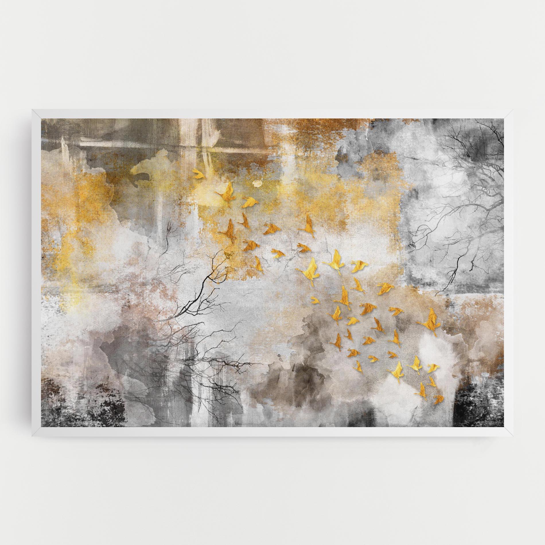 Obraz na Płótnie Gold Birds Flying mockup 0