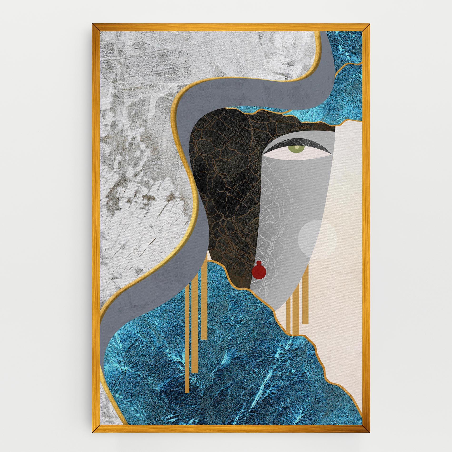 Obraz na Płótnie Abstract Blue Face mockup 0