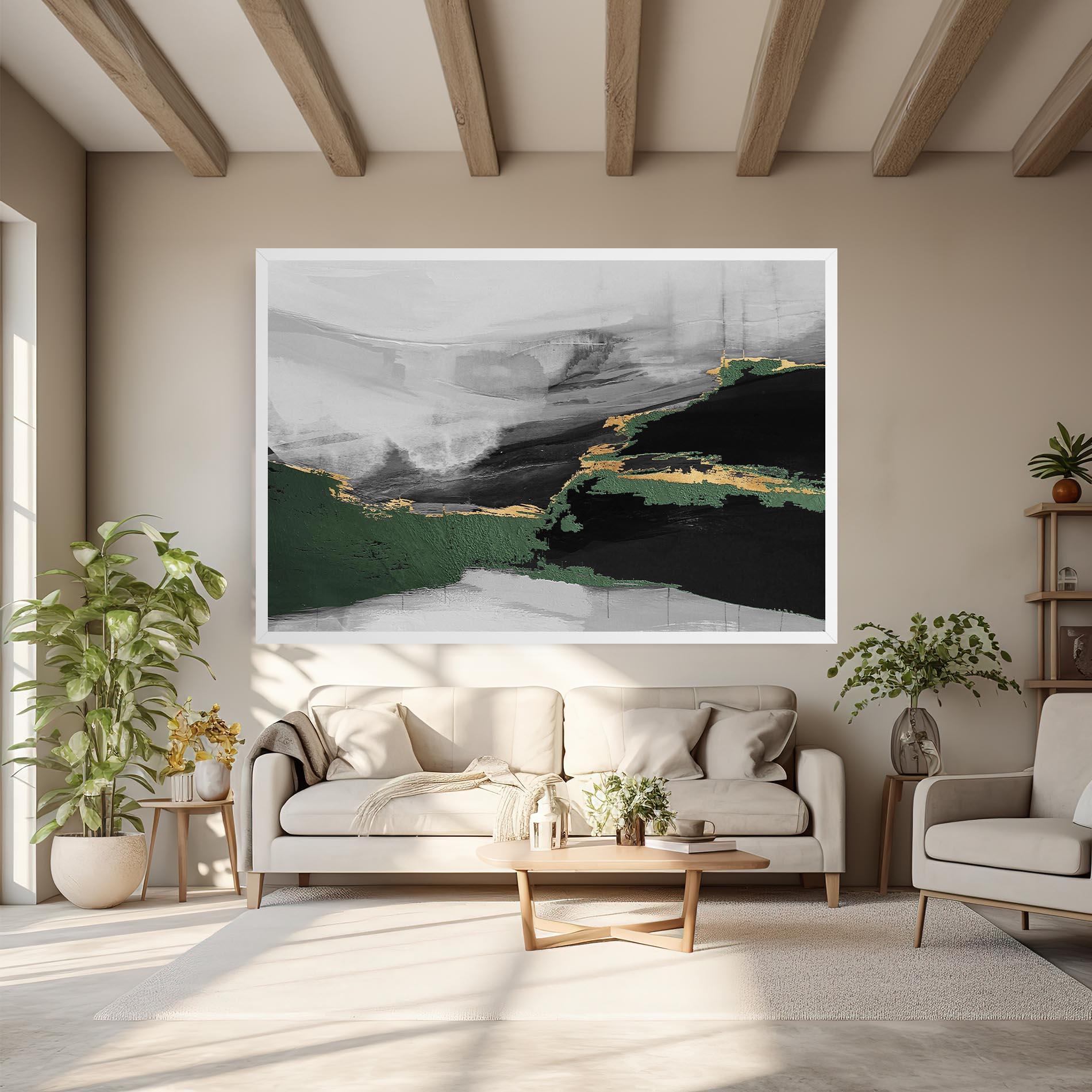 Obraz na Płótnie Grey With Green Painting mockup 6