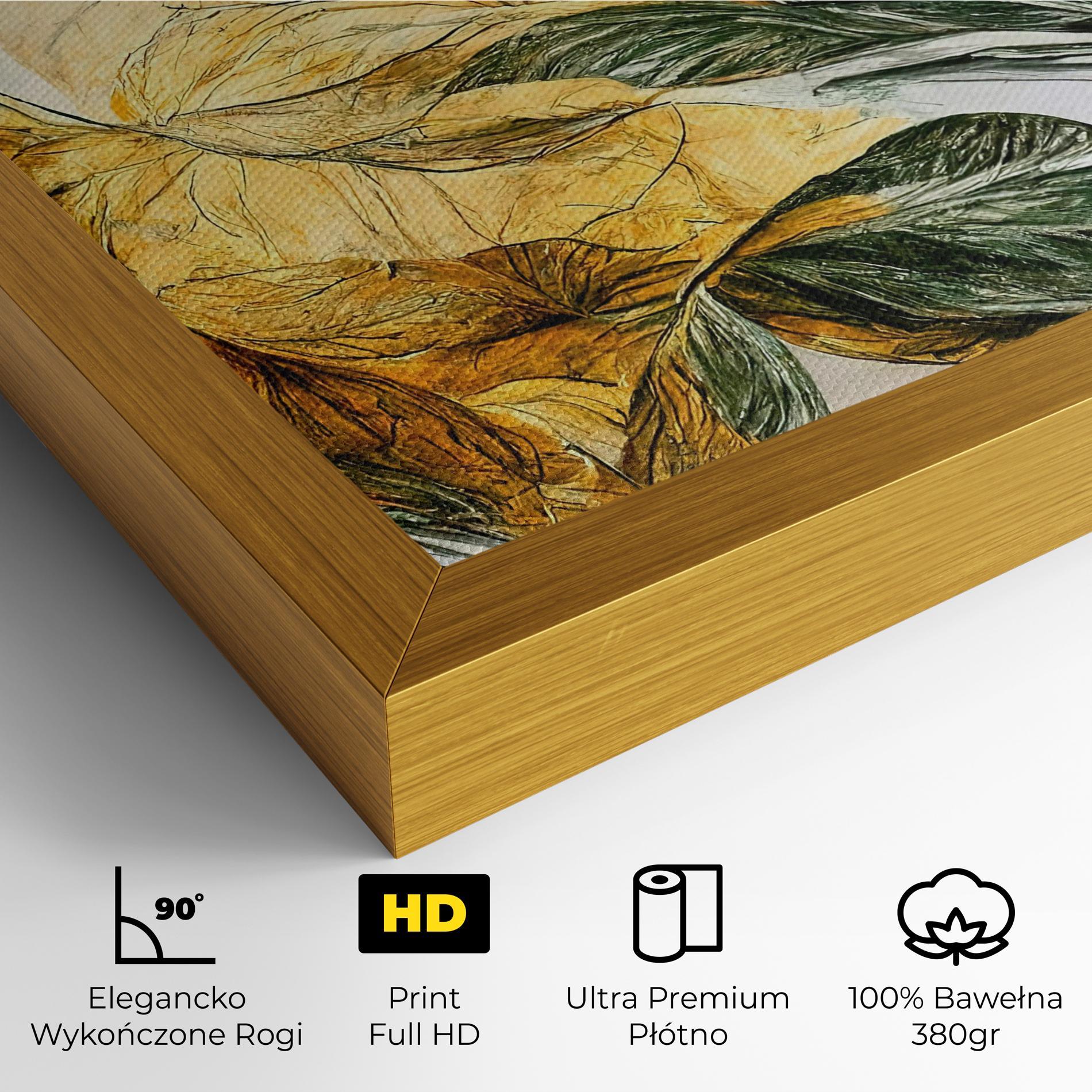 Obraz na Płótnie Gold And Green Leafes mockup 4