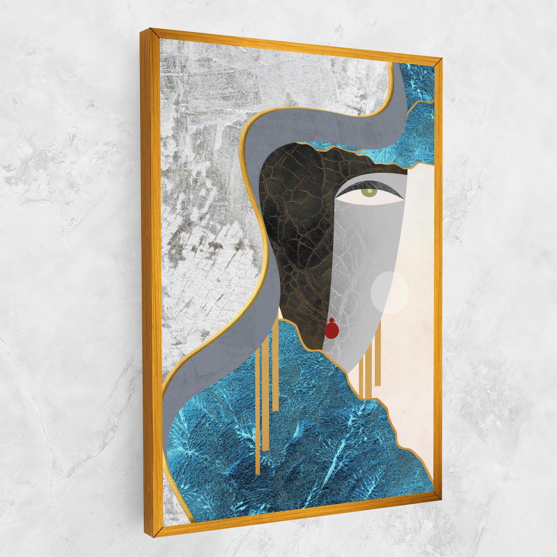 Obraz na Płótnie Abstract Blue Face mockup 1