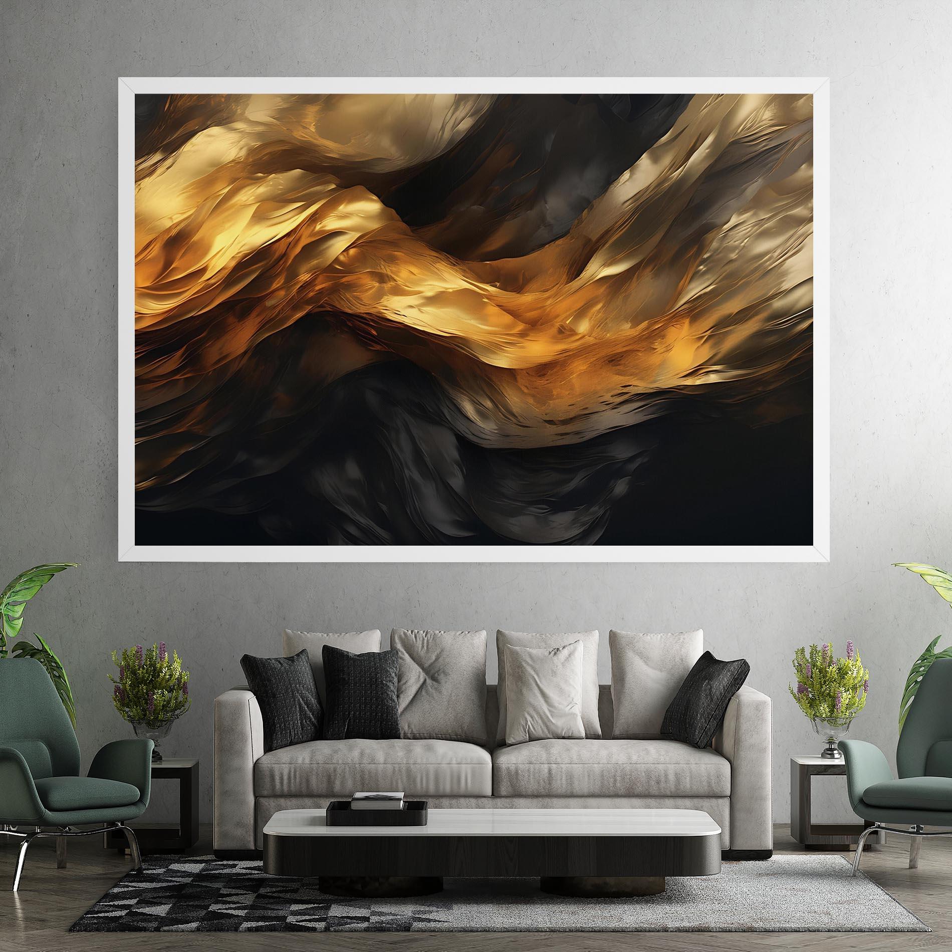 Obraz na Płótnie Golden Waves With Black mockup 7