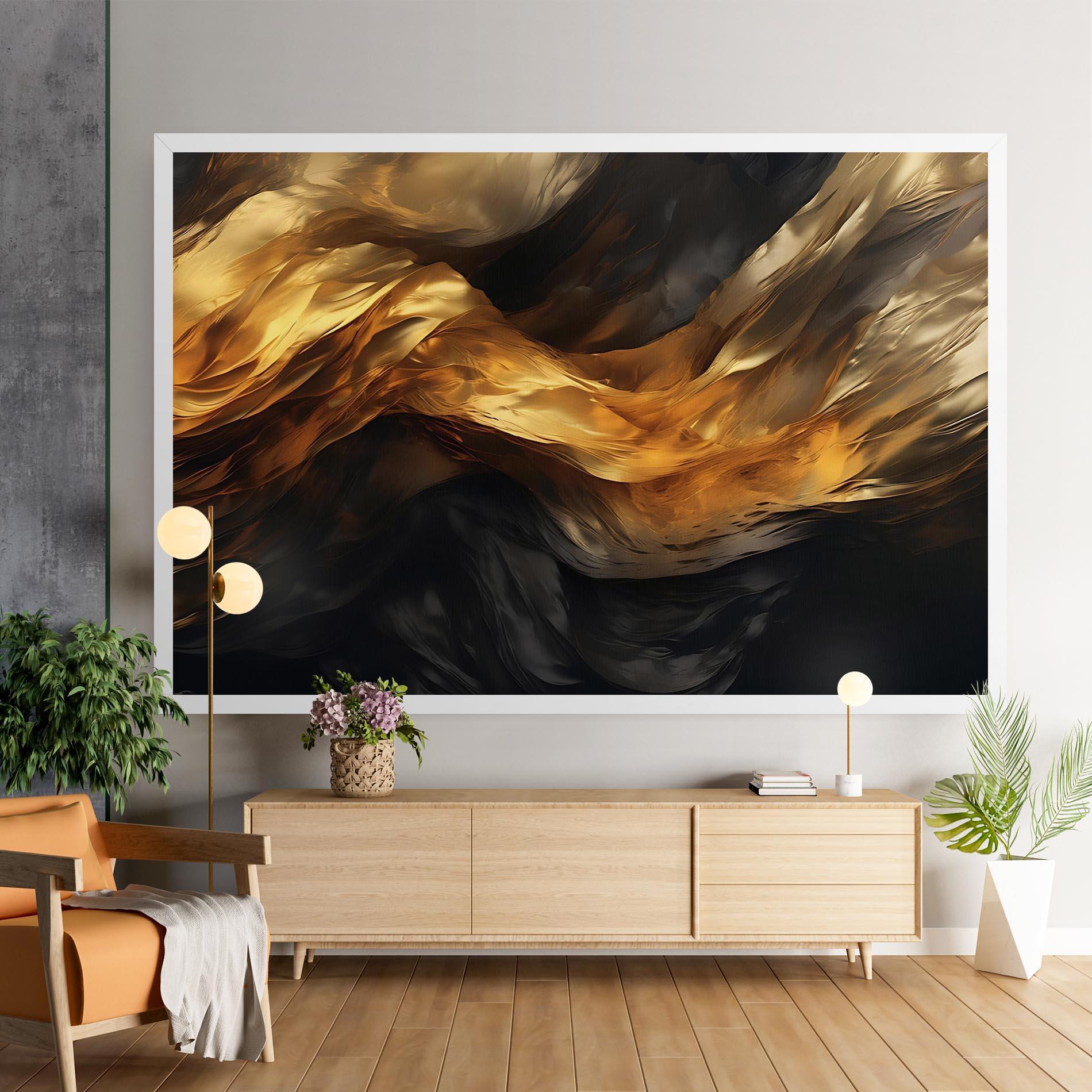 Obraz na Płótnie Golden Waves With Black mockup 9