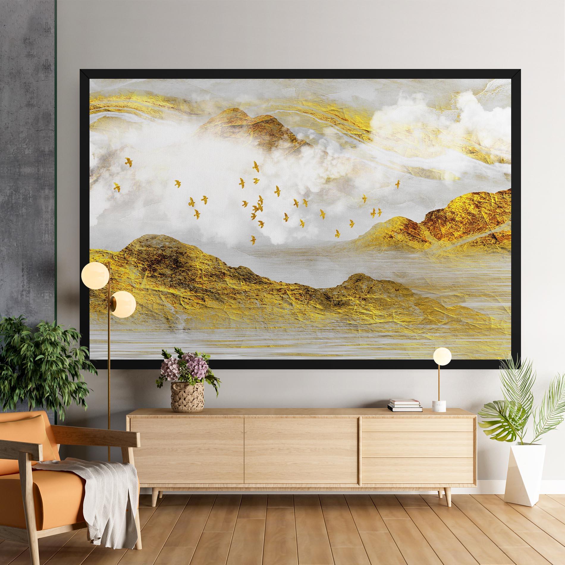 Obraz na Płótnie Gold Mountains Abstract mockup 9