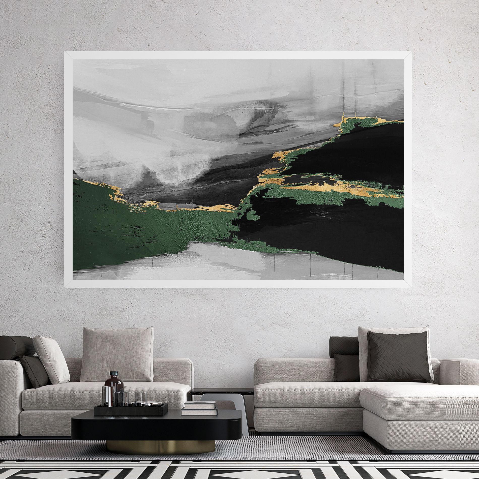 Obraz na Płótnie Grey With Green Painting mockup 2