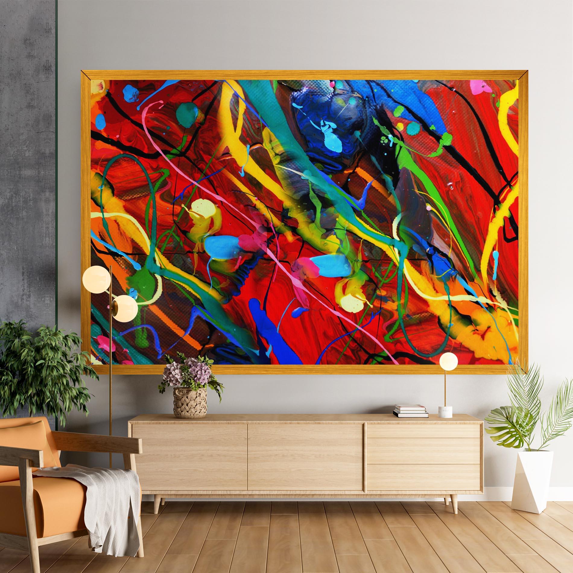 Obraz na Płótnie Hand Draw Red Painting mockup 9