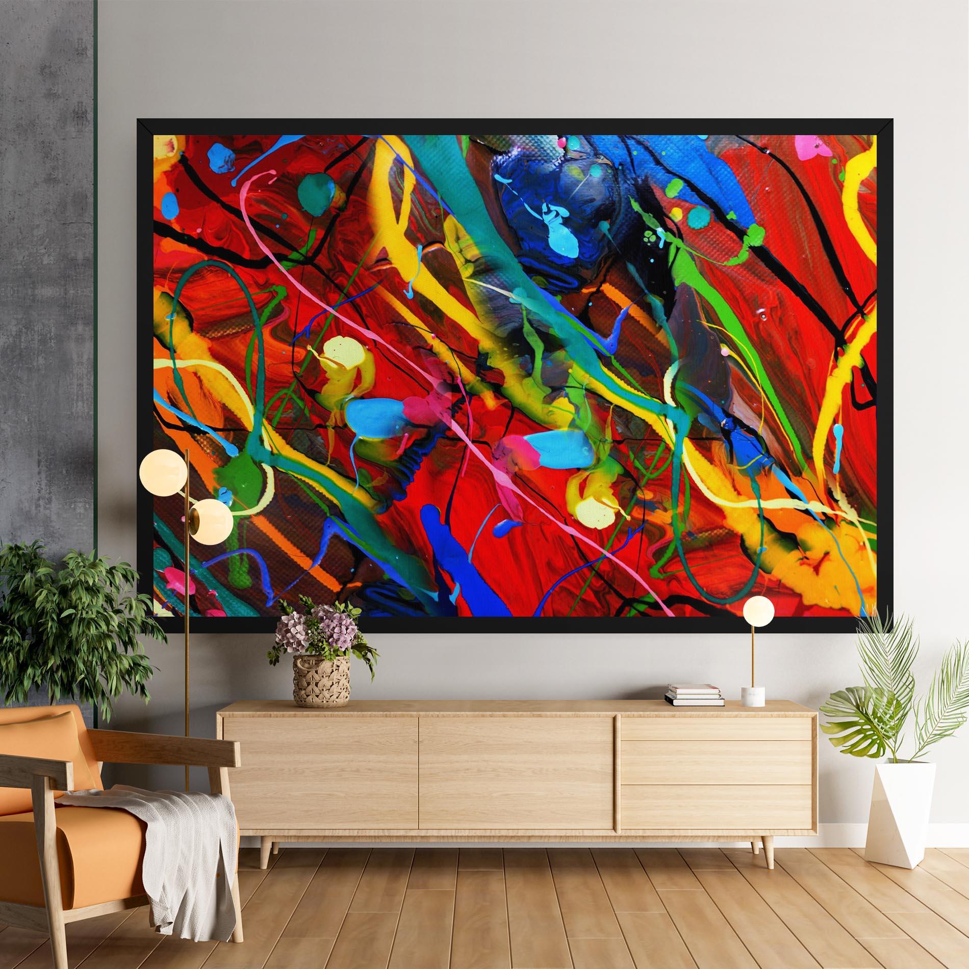 Obraz na Płótnie Hand Draw Red Painting mockup 9