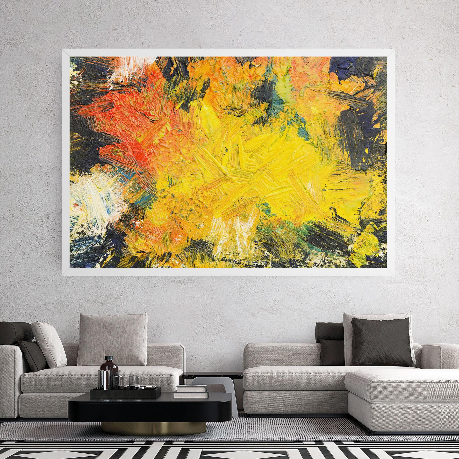 Obraz na Płótnie Artistic Yellow Painting mockup 2