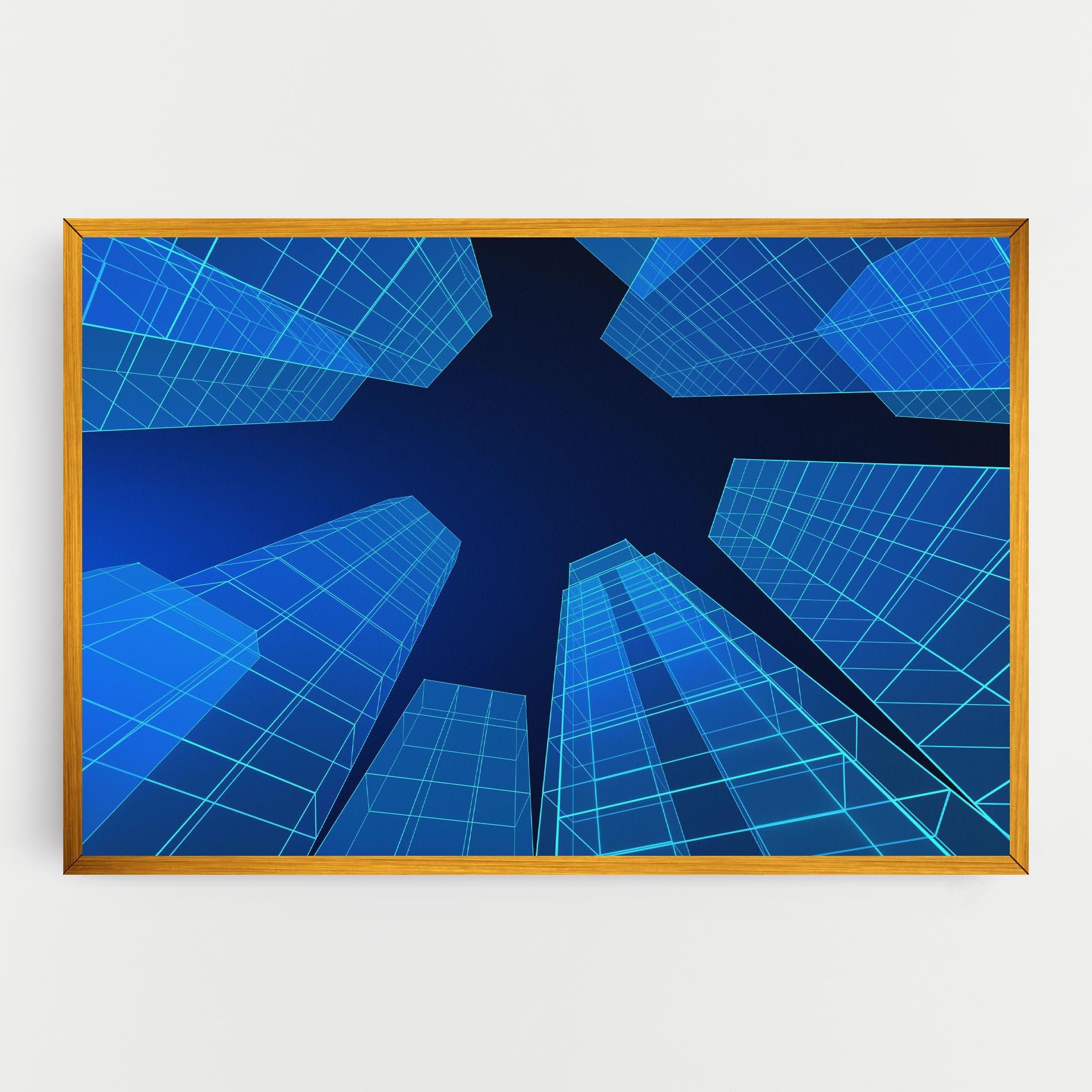 Obraz na Płótnie Blue Buildings mockup 0