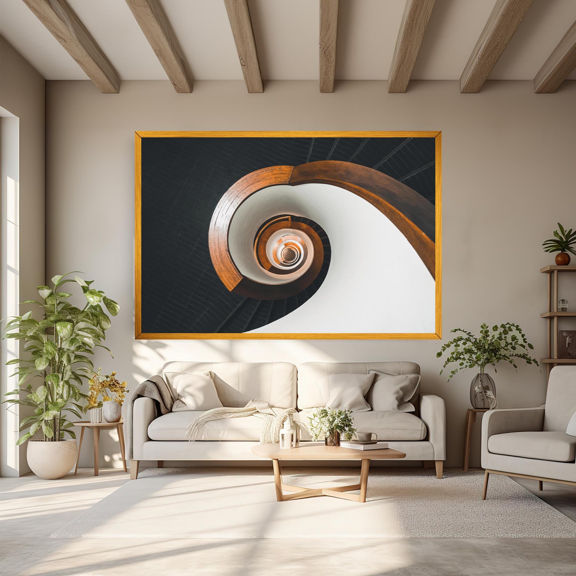 Obraz na Płótnie Black Spiral Stairs mockup 6