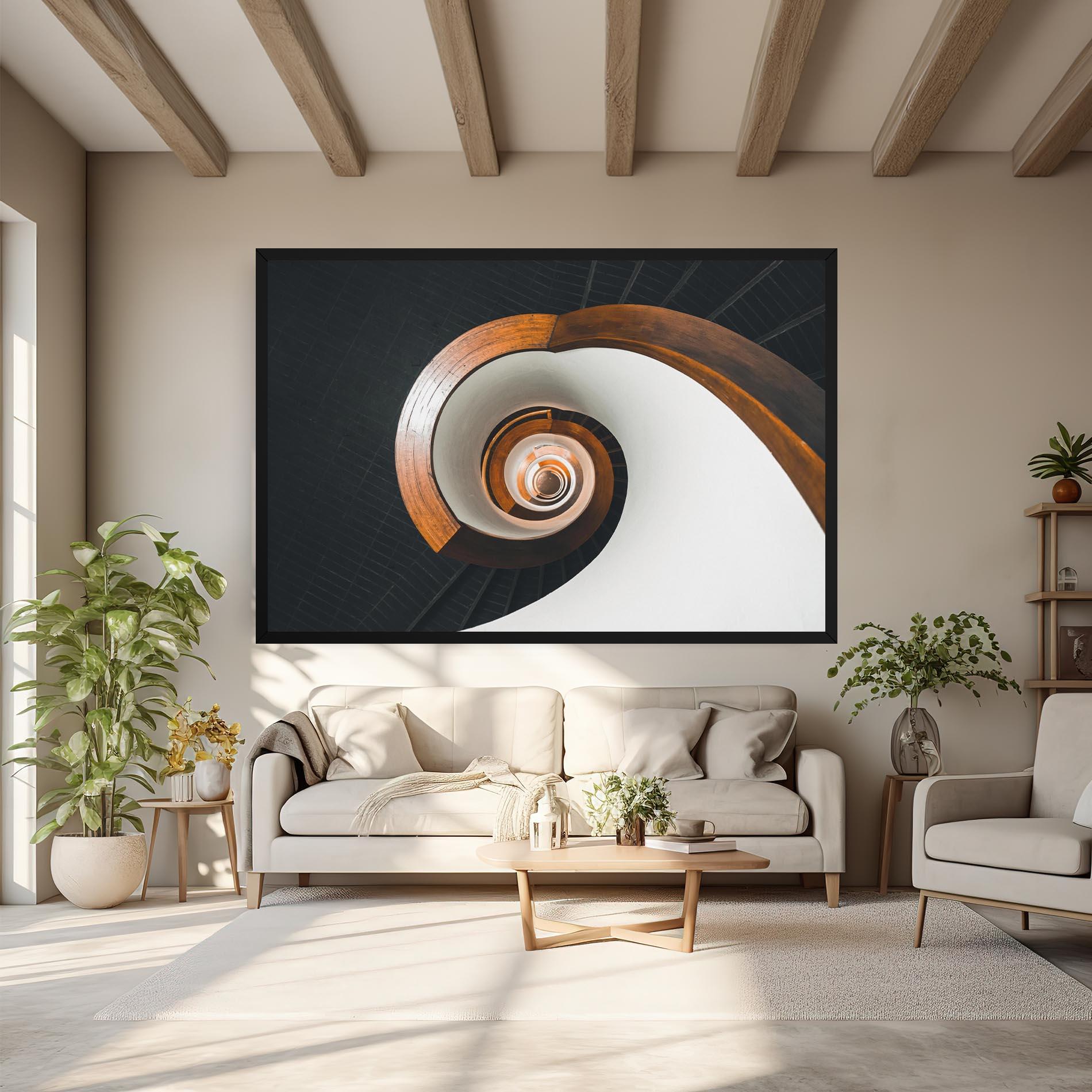 Obraz na Płótnie Black Spiral Stairs mockup 6