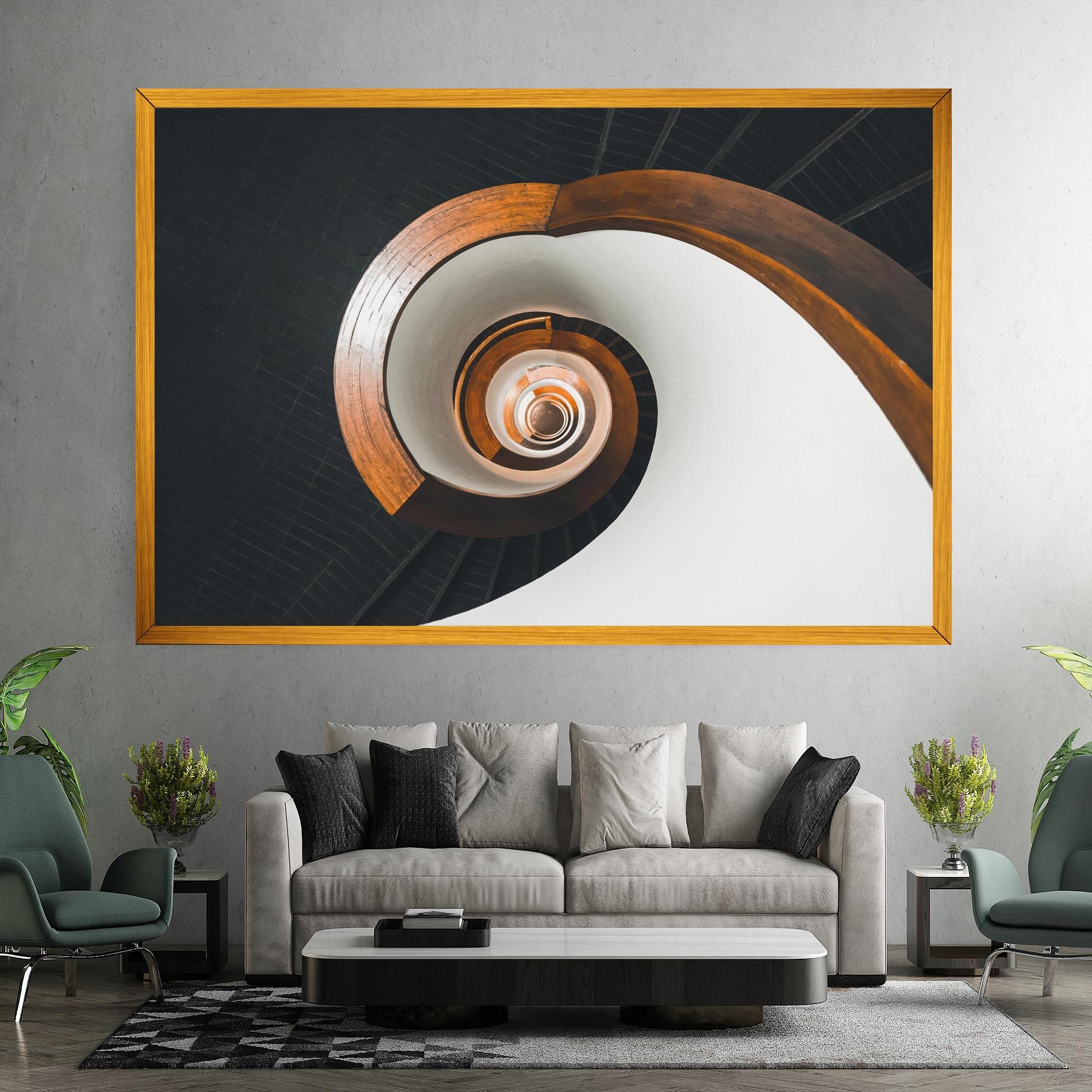 Obraz na Płótnie Black Spiral Stairs mockup 7