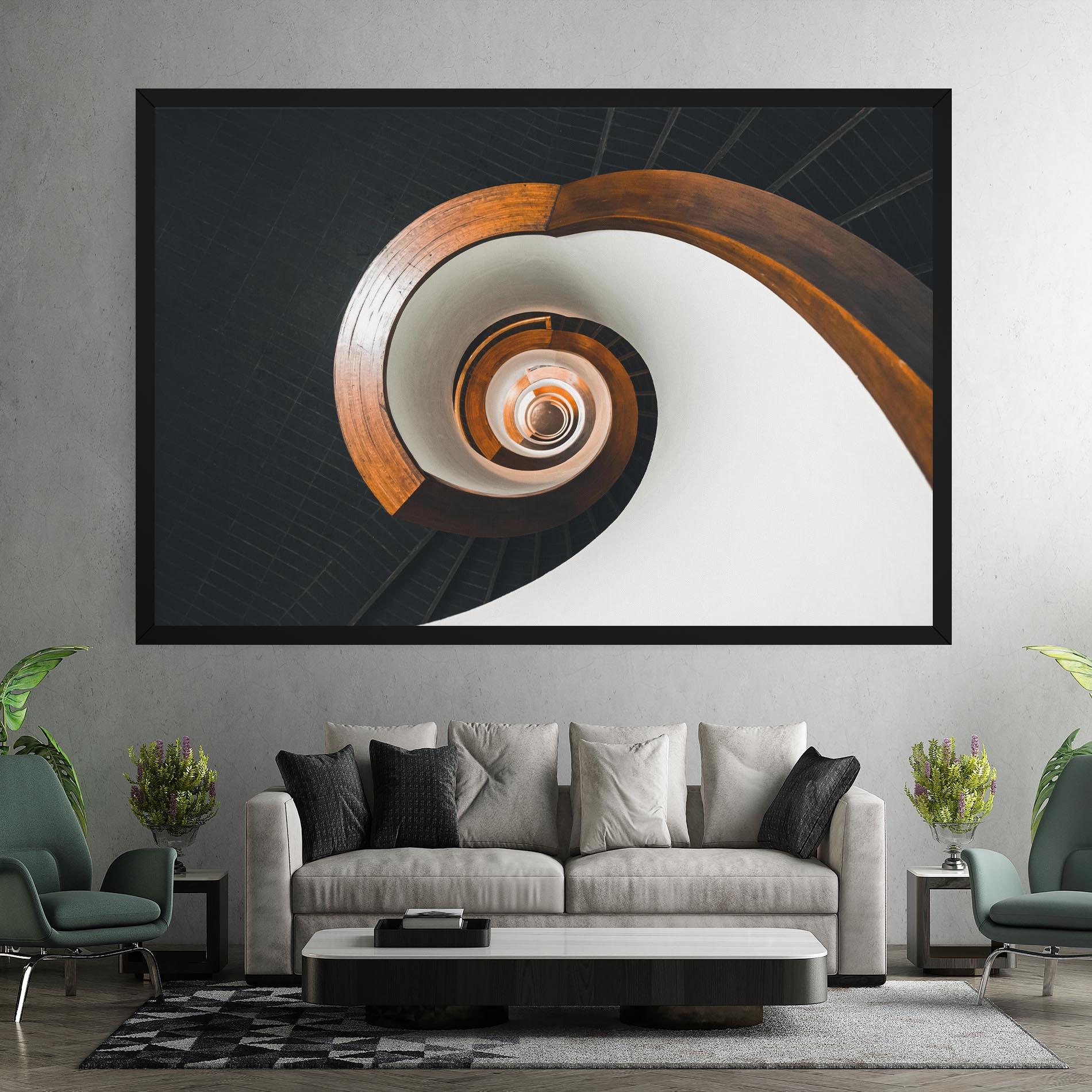 Obraz na Płótnie Black Spiral Stairs mockup 7