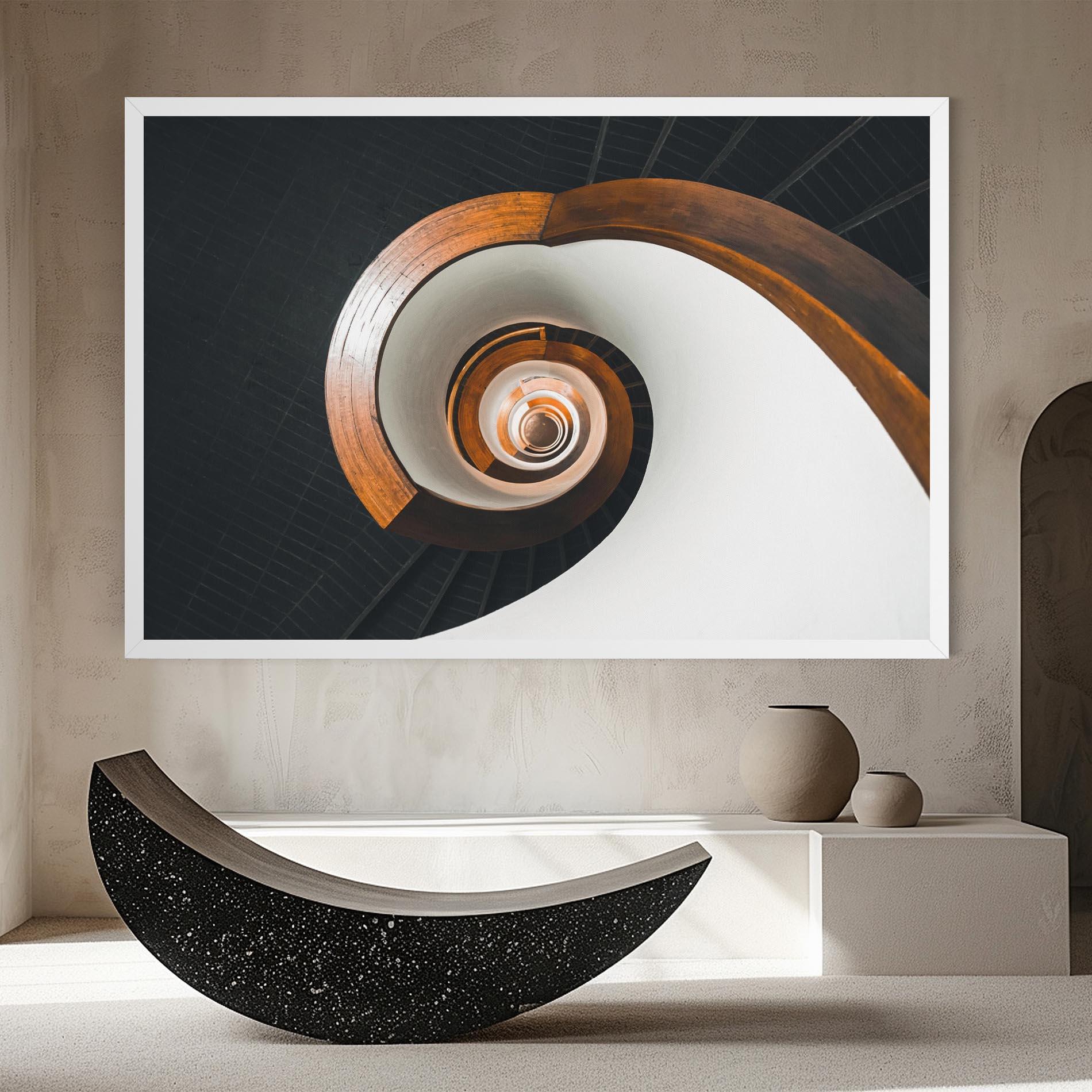 Obraz na Płótnie Black Spiral Stairs mockup 8