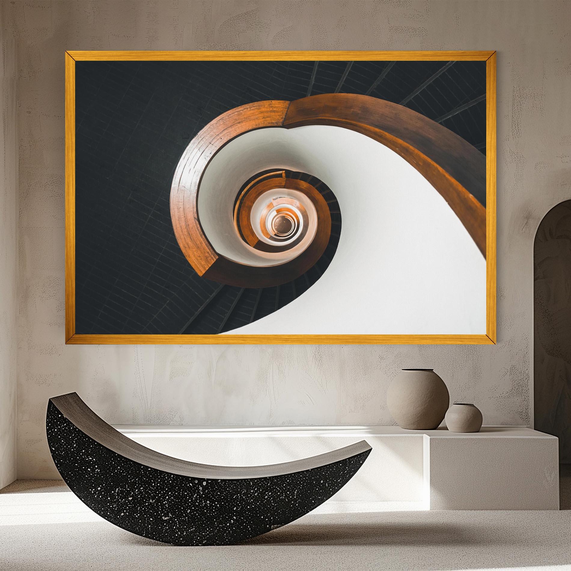 Obraz na Płótnie Black Spiral Stairs mockup 8