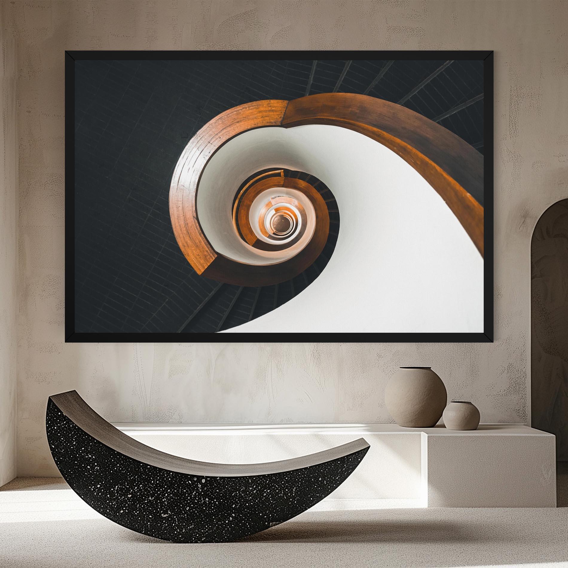 Obraz na Płótnie Black Spiral Stairs mockup 8