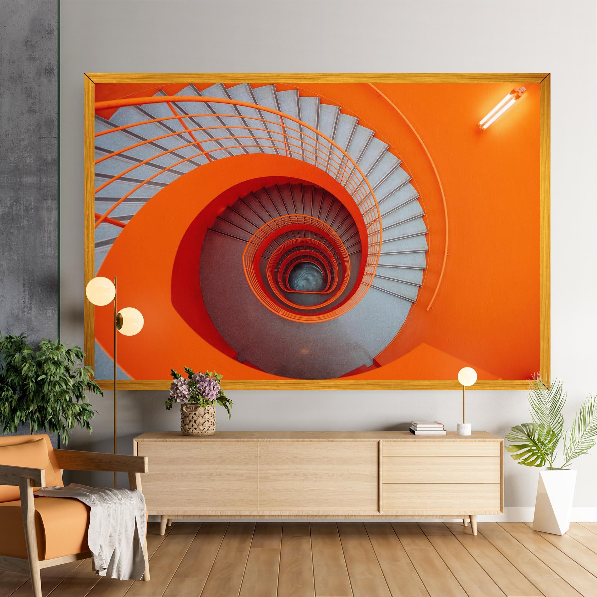 Obraz na Płótnie Grey Orange Stairs mockup 9