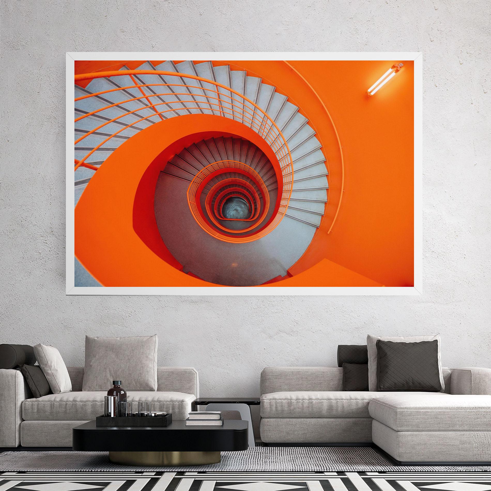 Obraz na Płótnie Grey Orange Stairs mockup 2