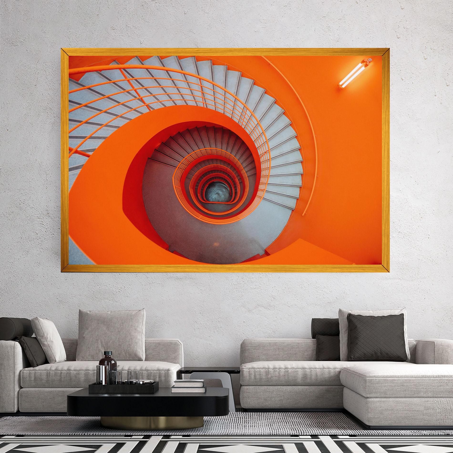 Obraz na Płótnie Grey Orange Stairs mockup 2