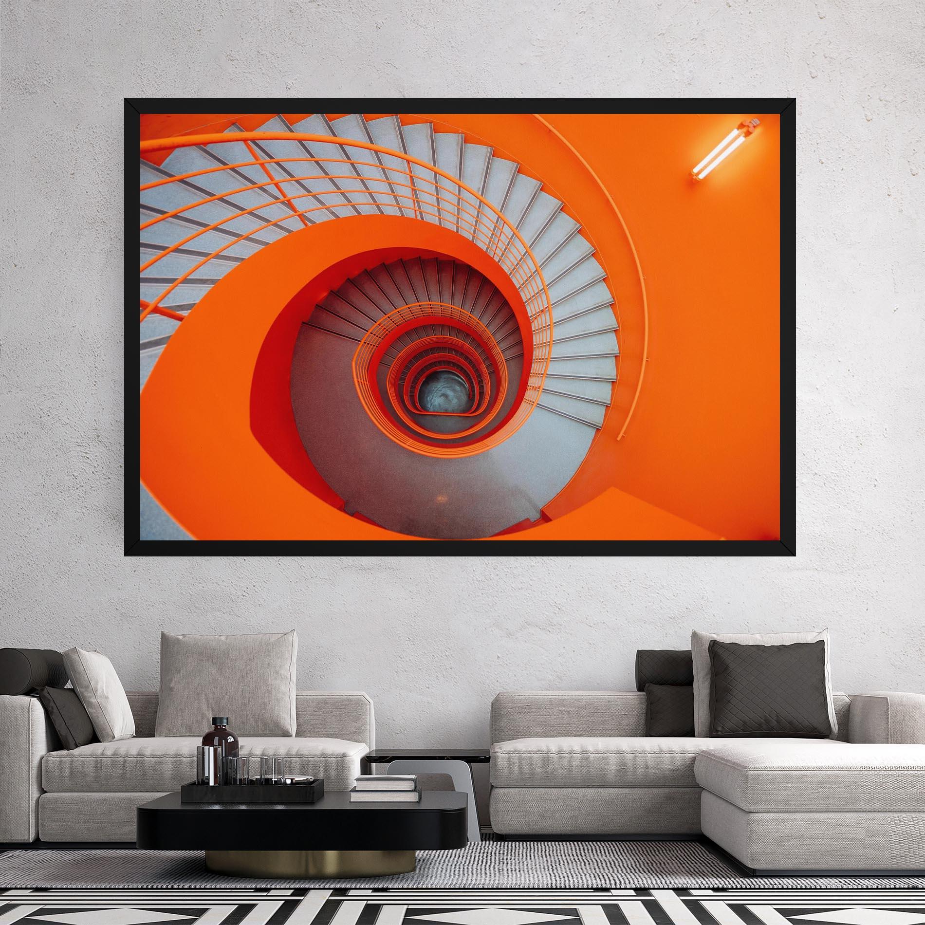 Obraz na Płótnie Grey Orange Stairs mockup 2