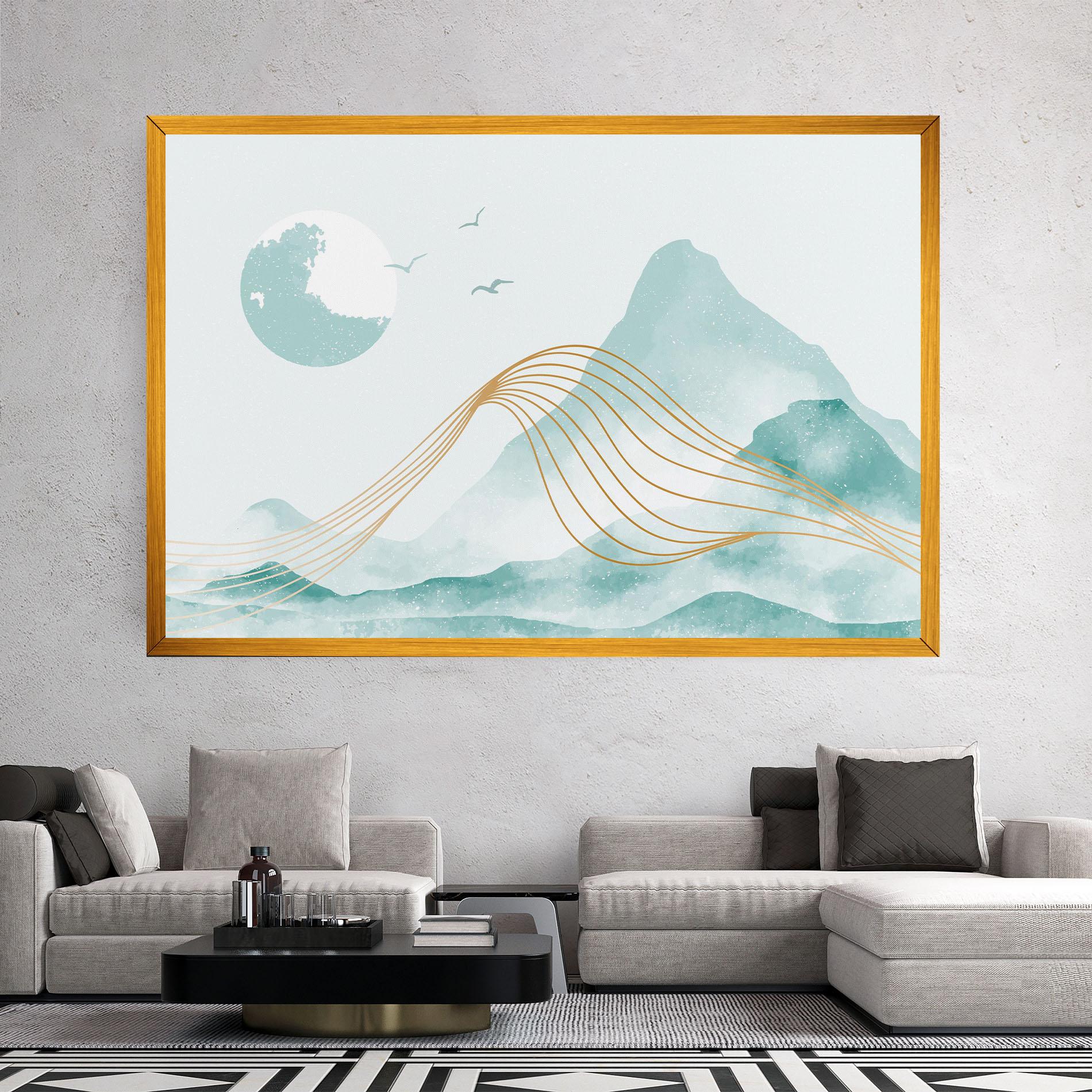 Obraz na Płótnie Gold Line Mountain mockup 2